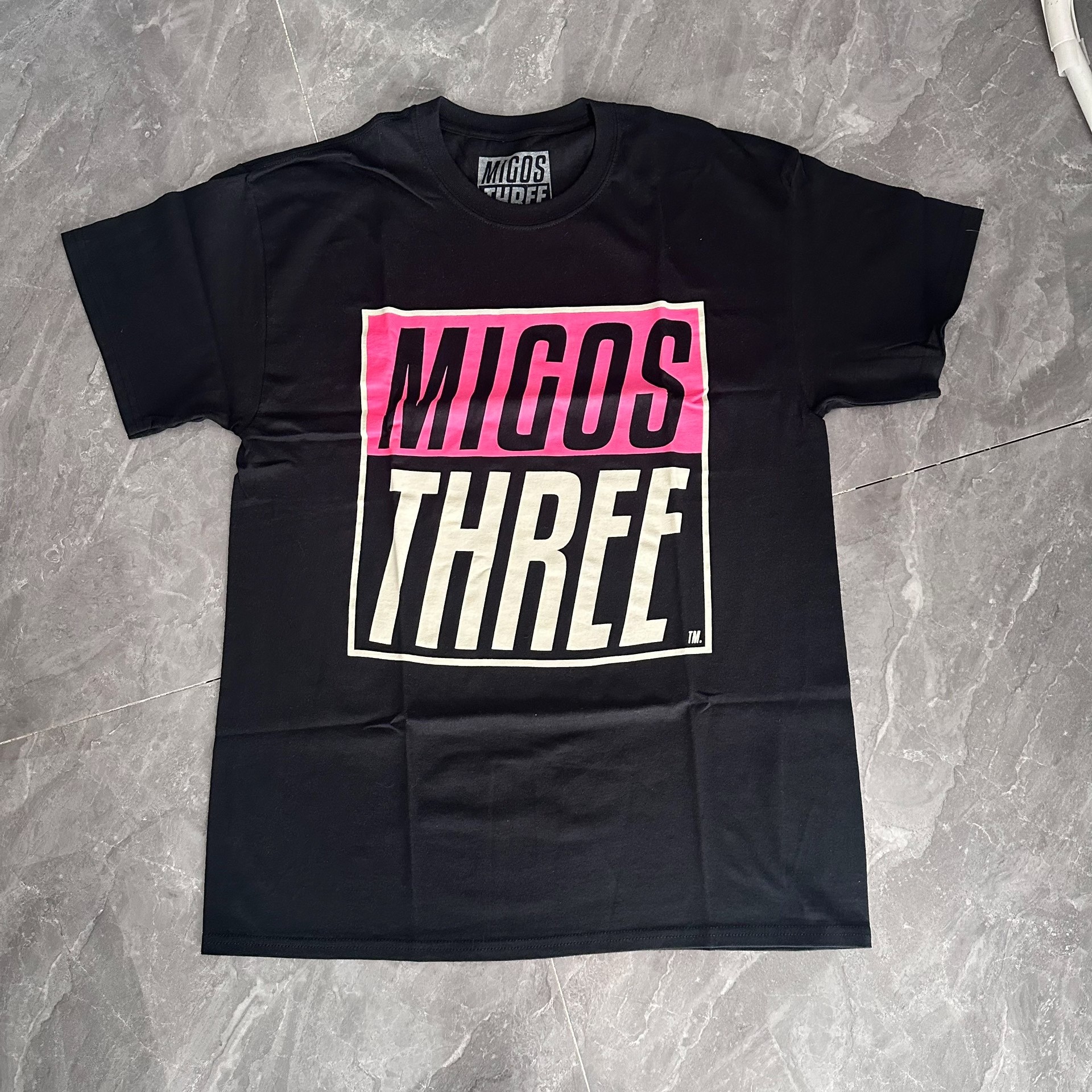 Migos Pink Skull Gold Logo Tee — front