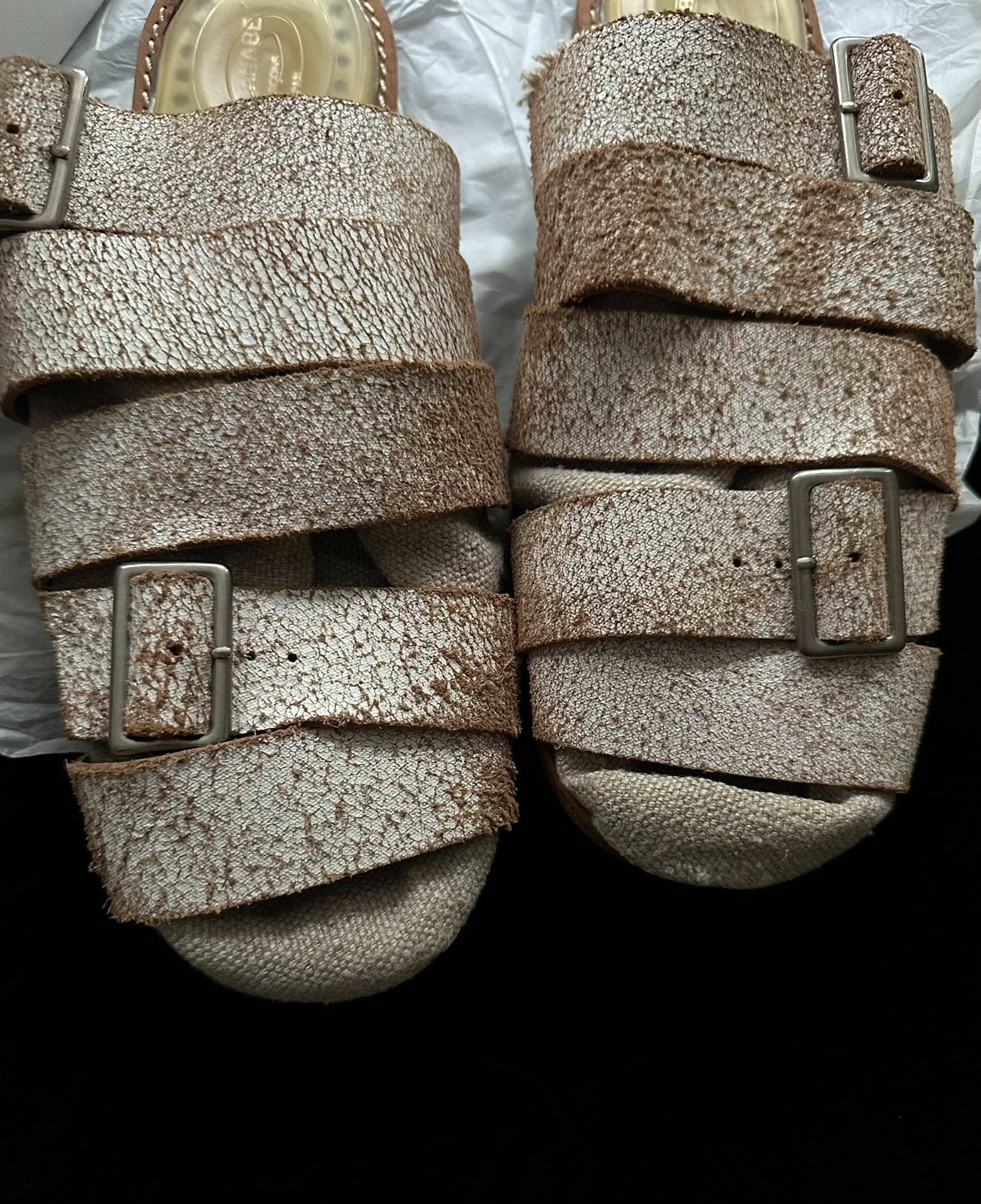 Junya Watanabe Distressed Slide Shoes — label