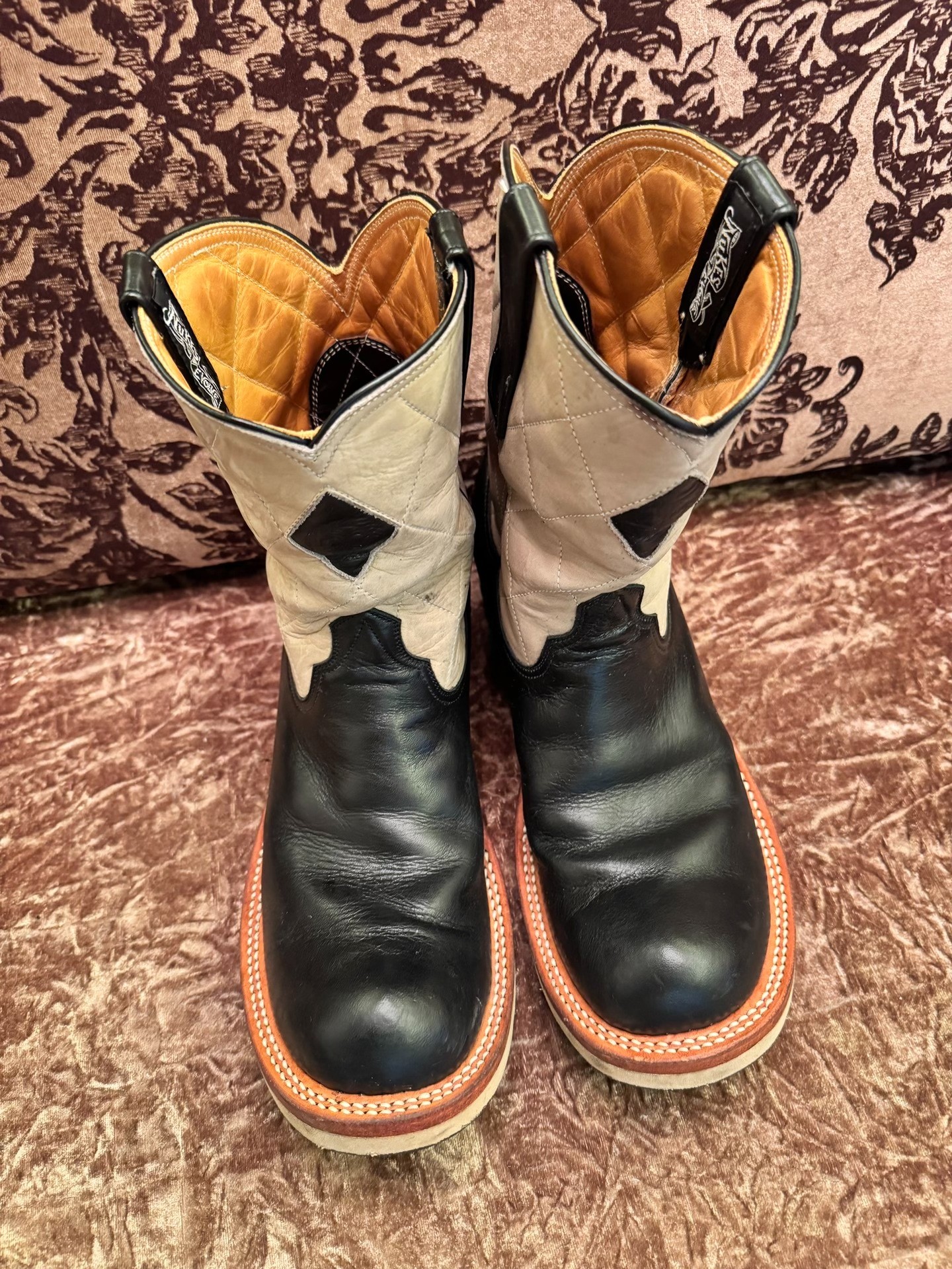 Collaborative Tan & Black Engineer Boots — back