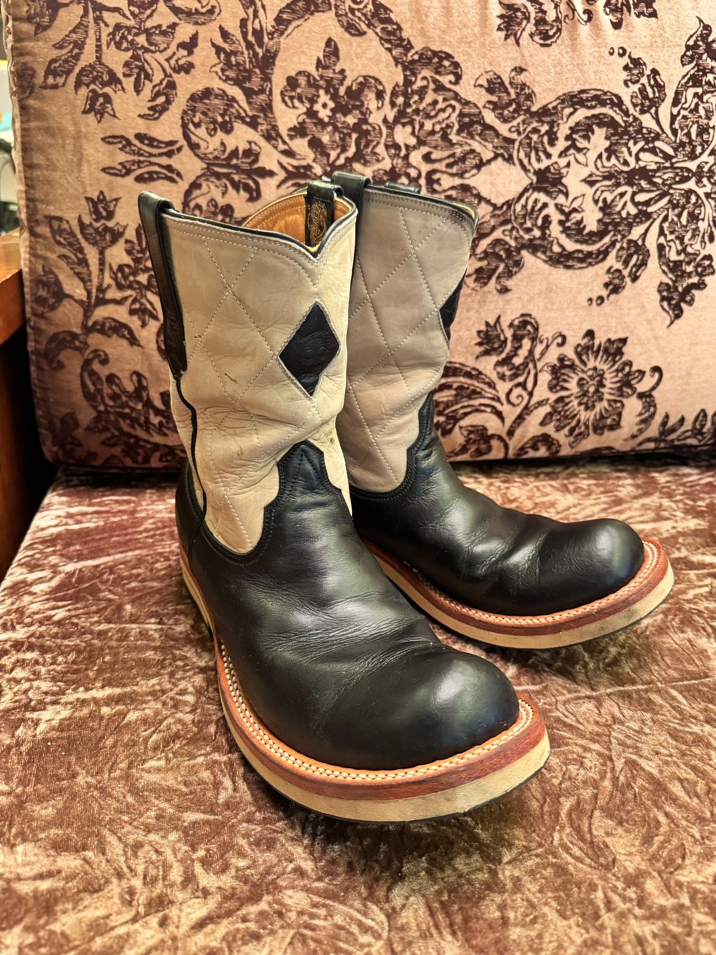 Collaborative Tan & Black Engineer Boots — detail