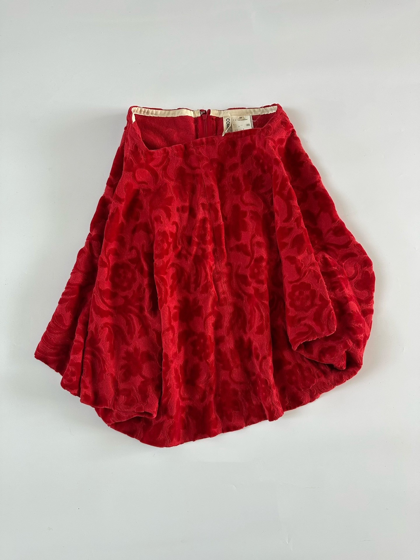 Comme des Garcons 1996 Red Floral Velvet Skirt