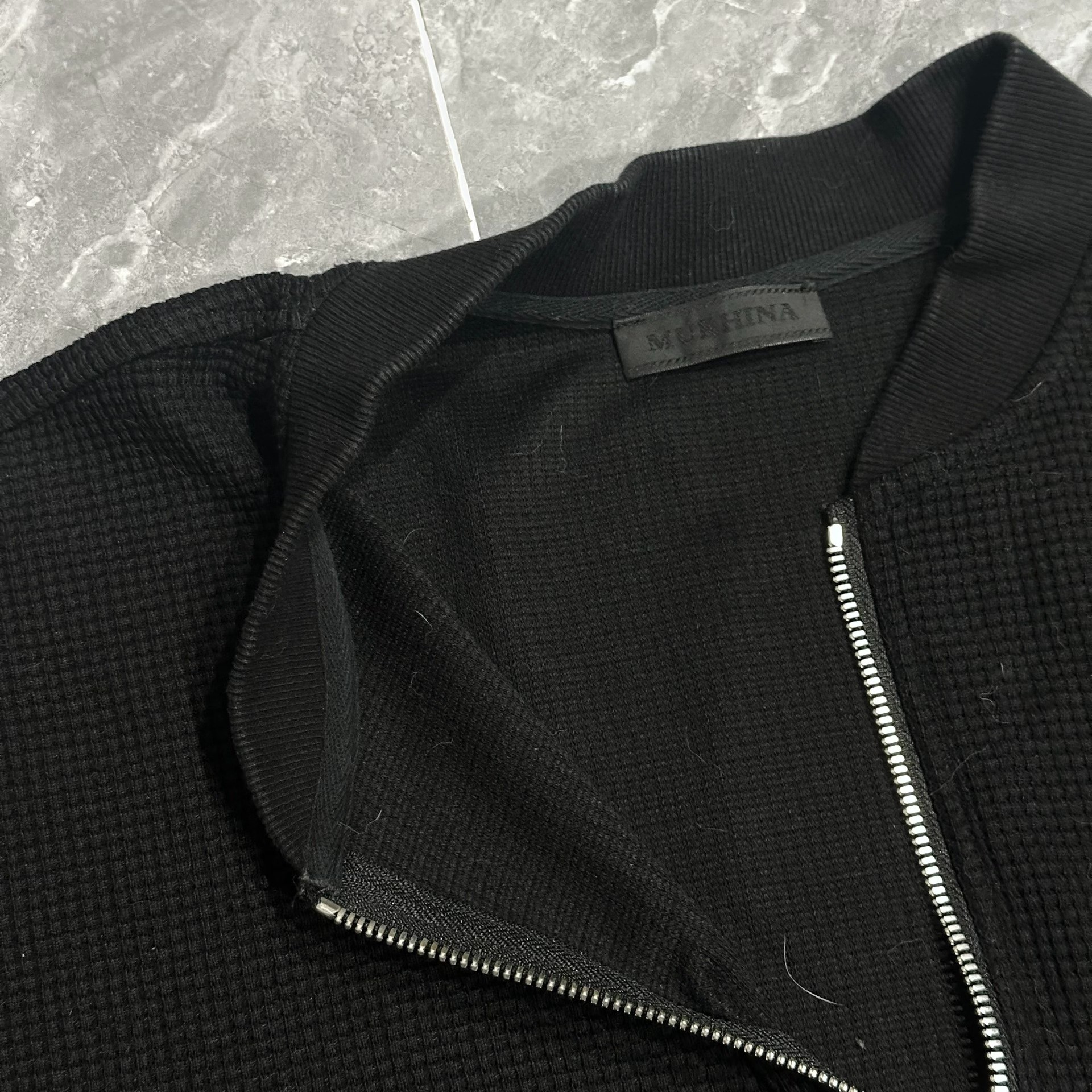 Mukhina Waffle Knit Half-Zip Henley Top — detail