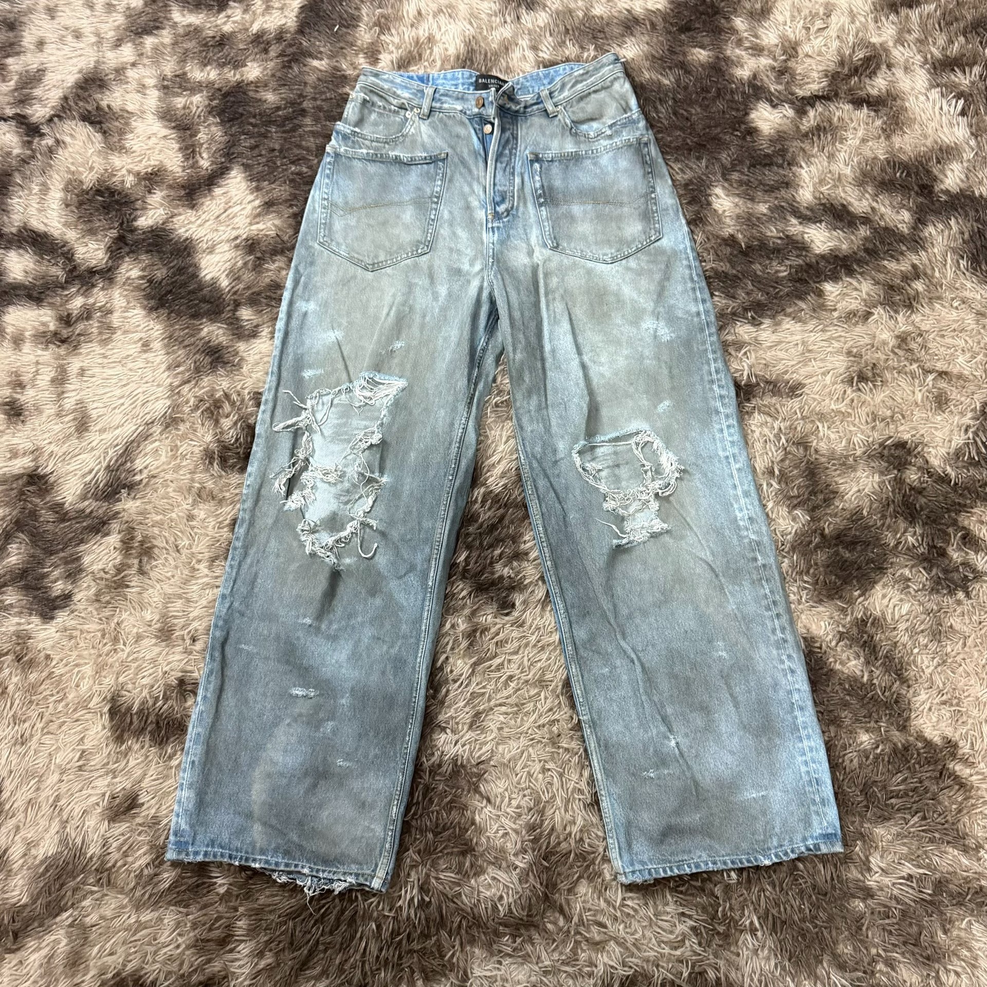 Balenciaga 23ss Destroyed Wide-Leg Jeans