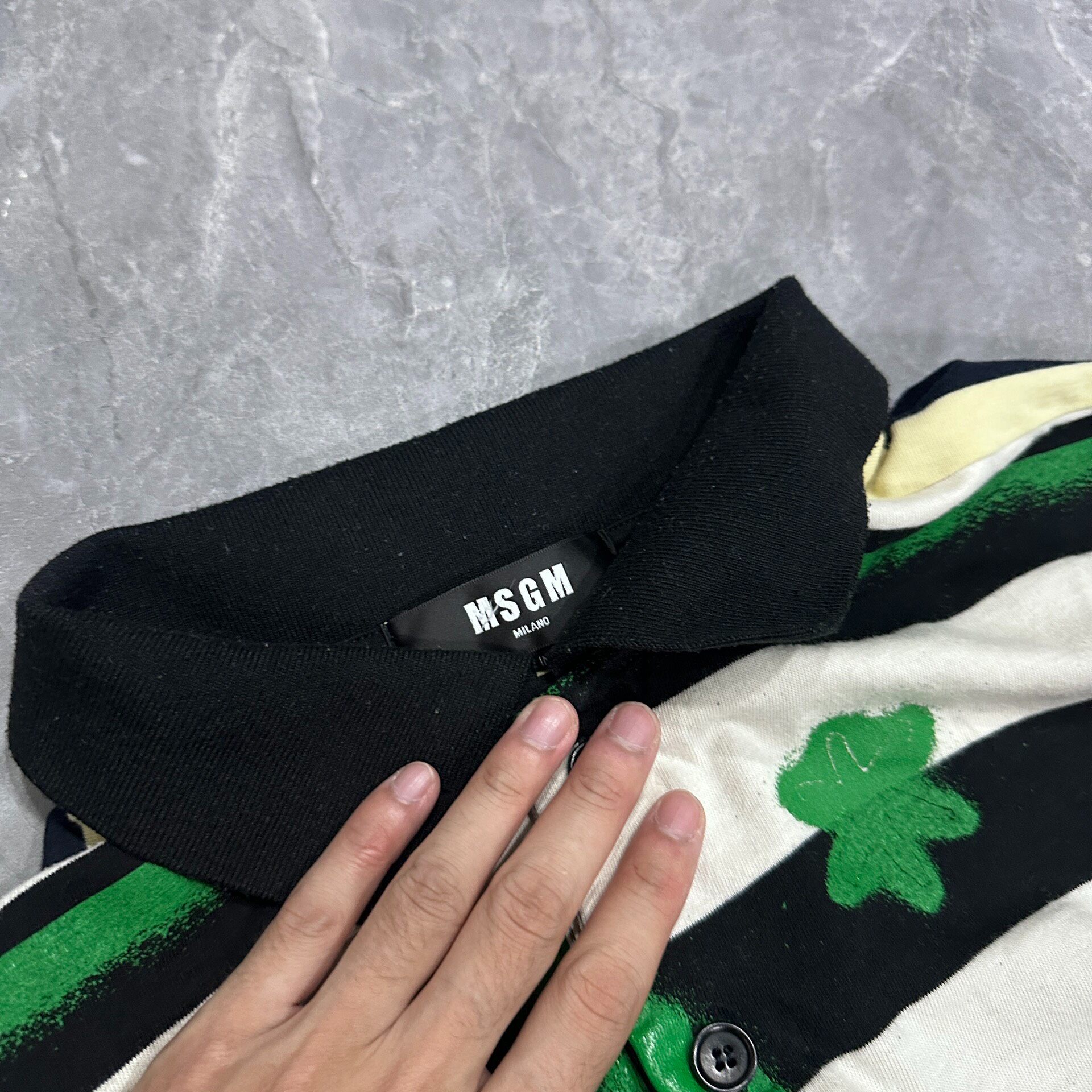 MSGM Striped Long-Sleeve Polo — detail