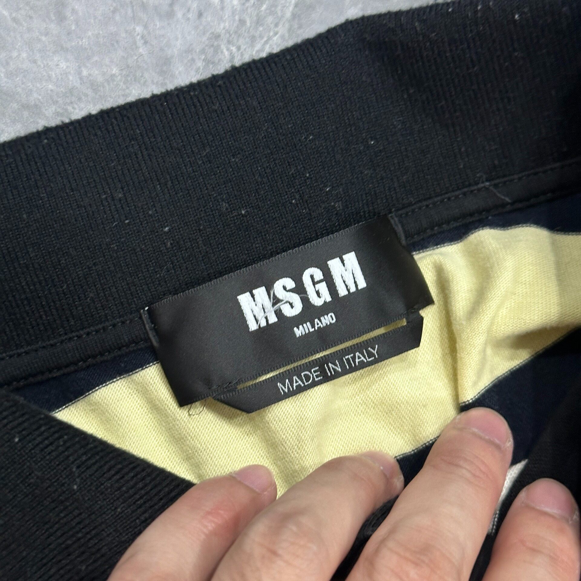 MSGM Striped Long-Sleeve Polo — back