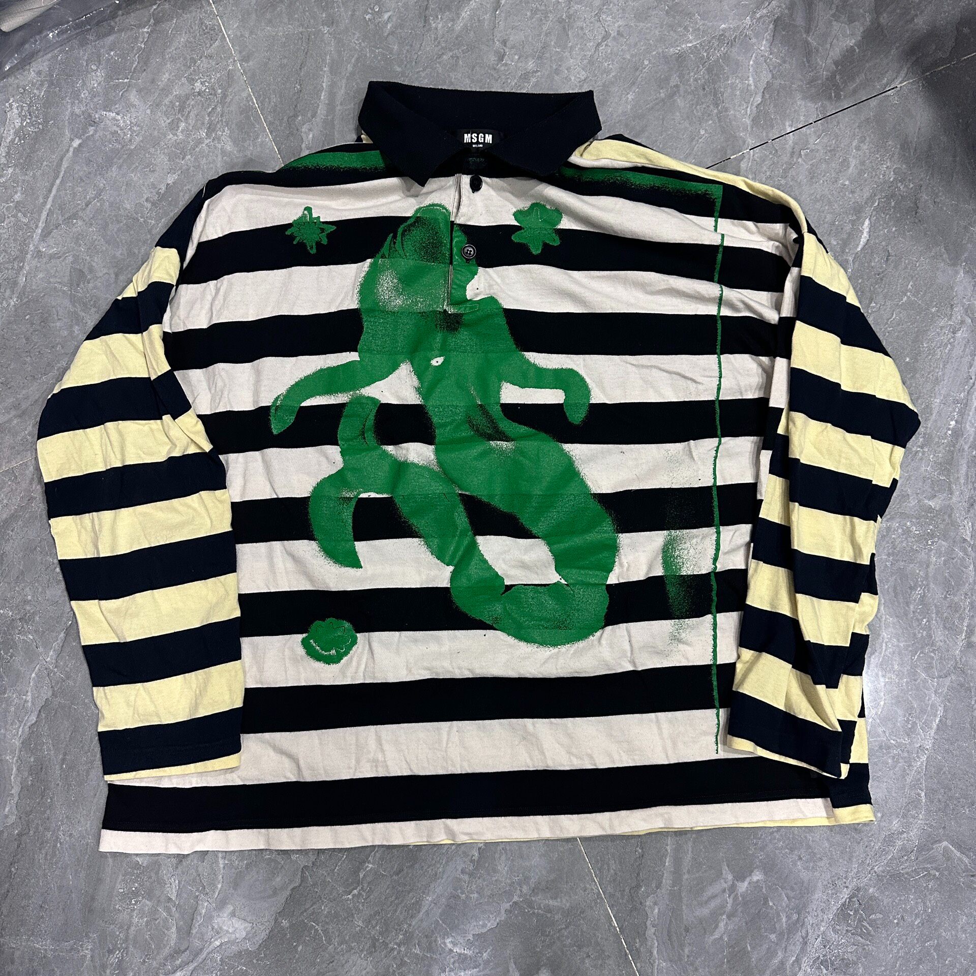 MSGM Striped Long-Sleeve Polo