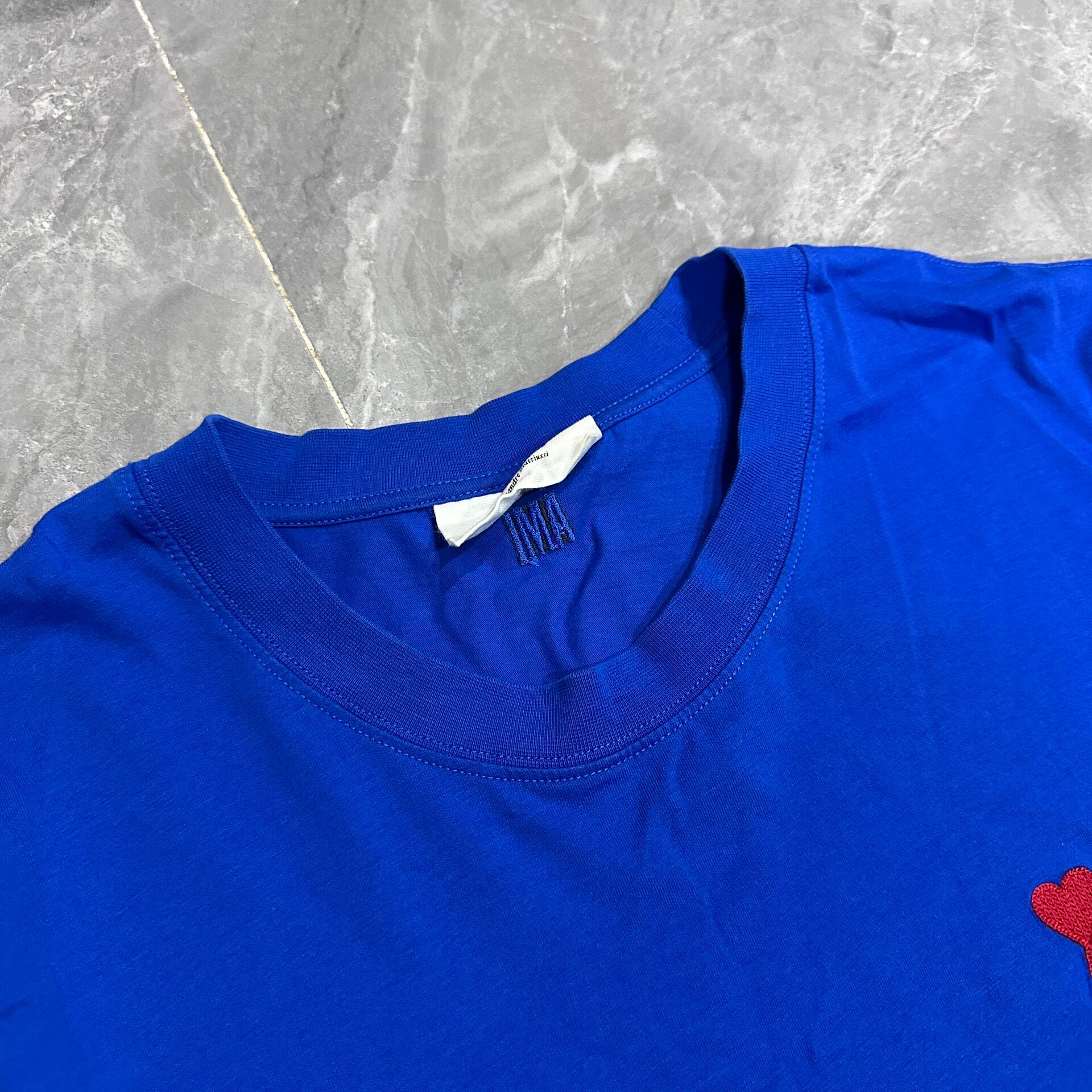 AMI Paris Blue Red Heart T-Shirt — back