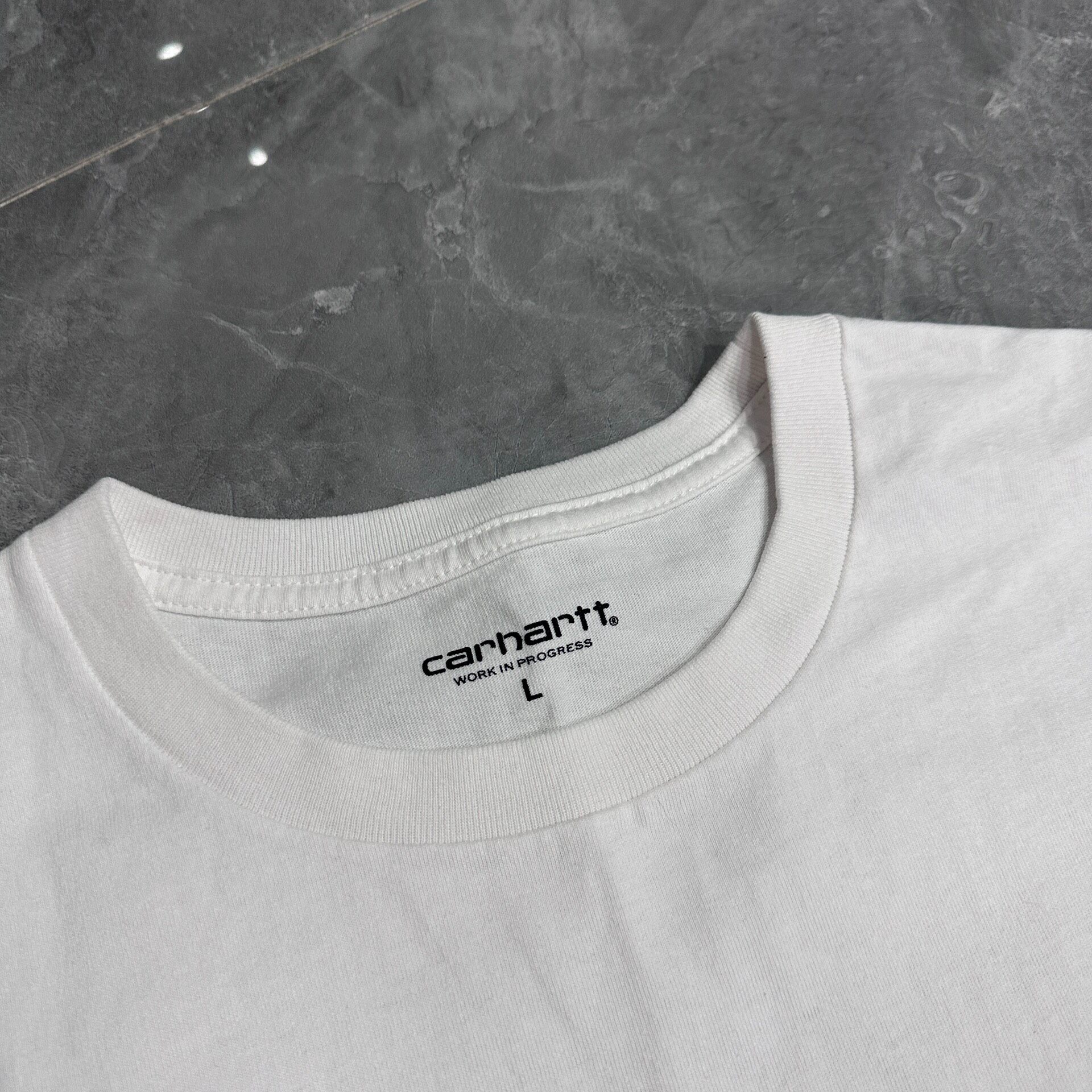 Carhartt Black Cursive Short-Sleeve Tee — detail
