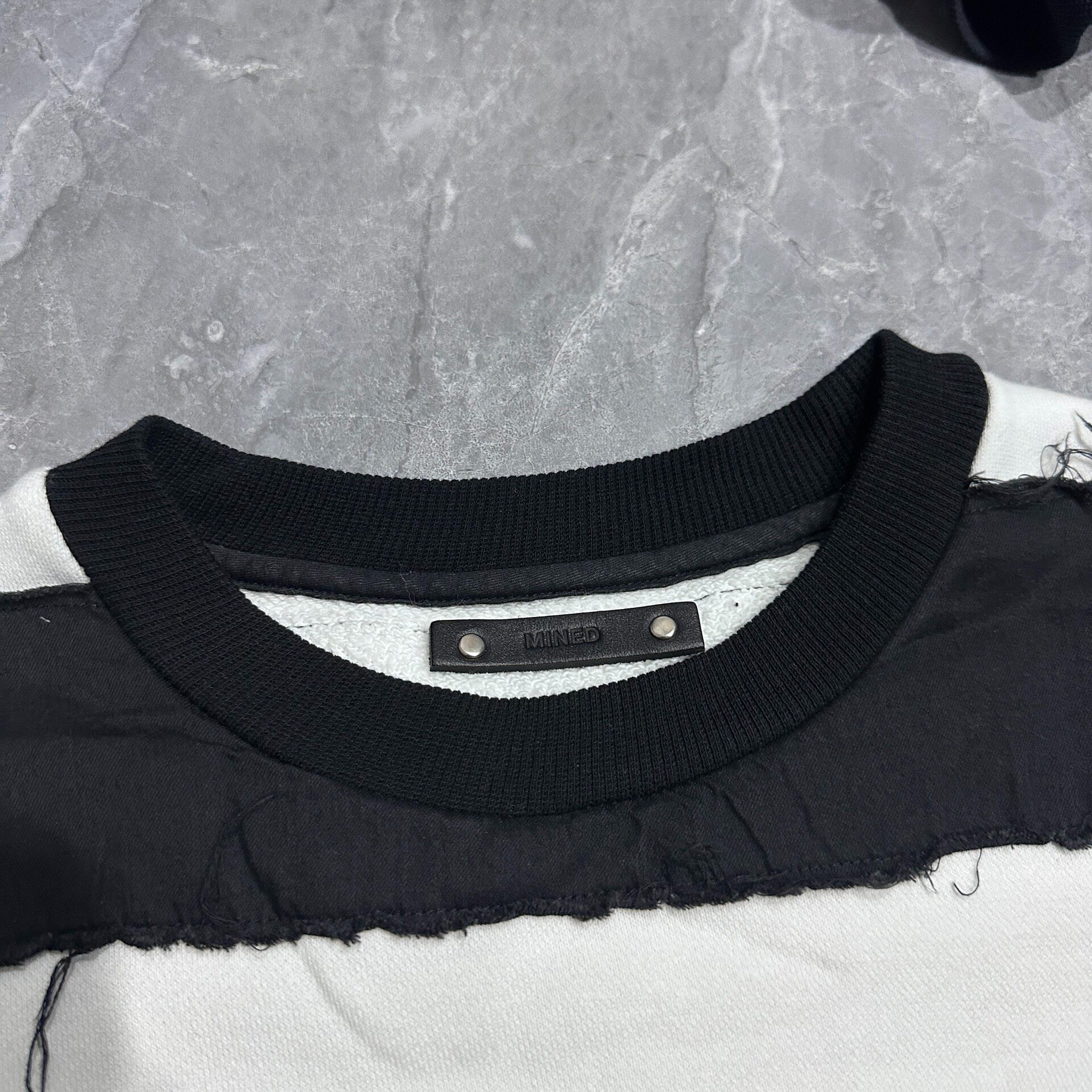 Minedenim Black White Striped Sweatshirt — detail