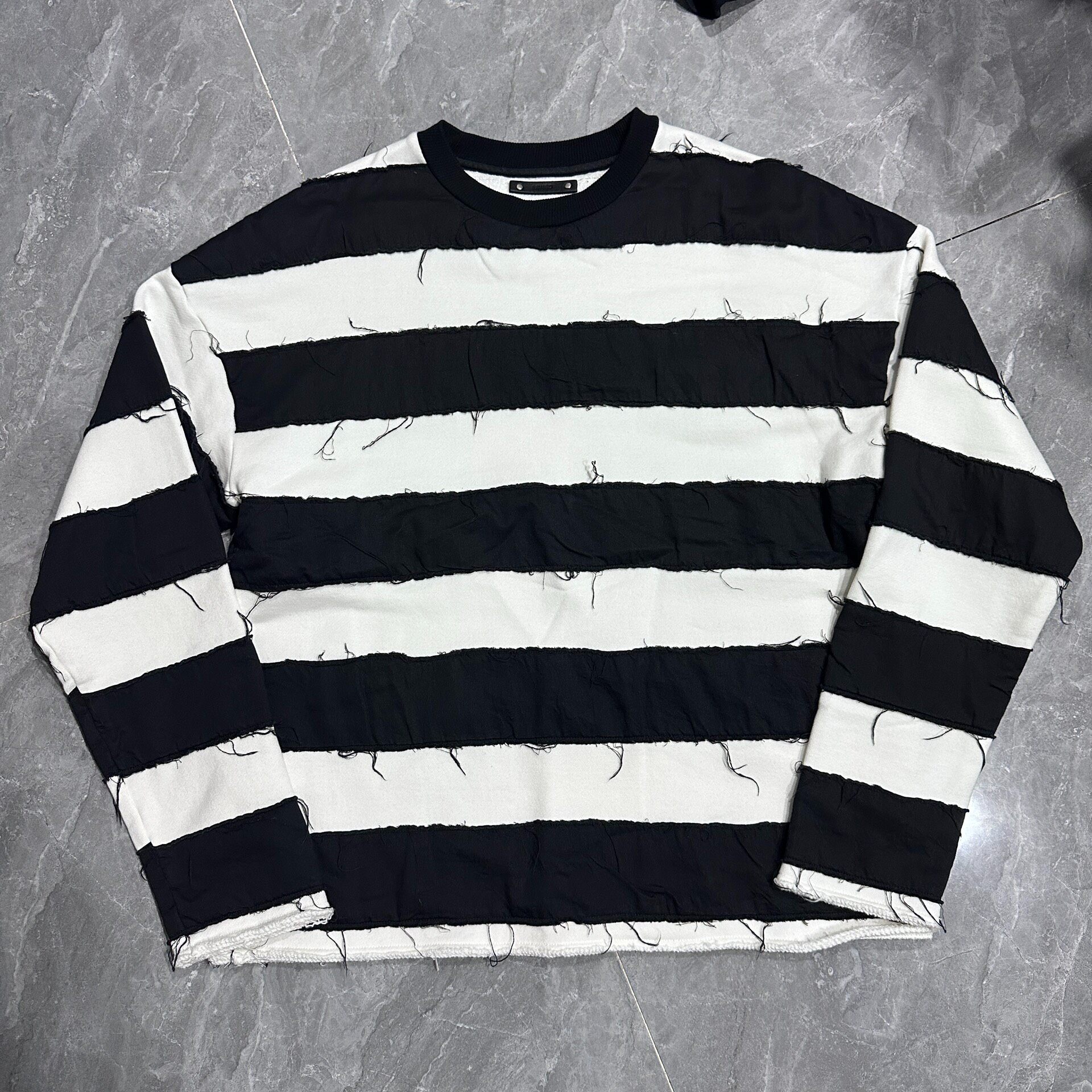 Minedenim Black White Striped Sweatshirt