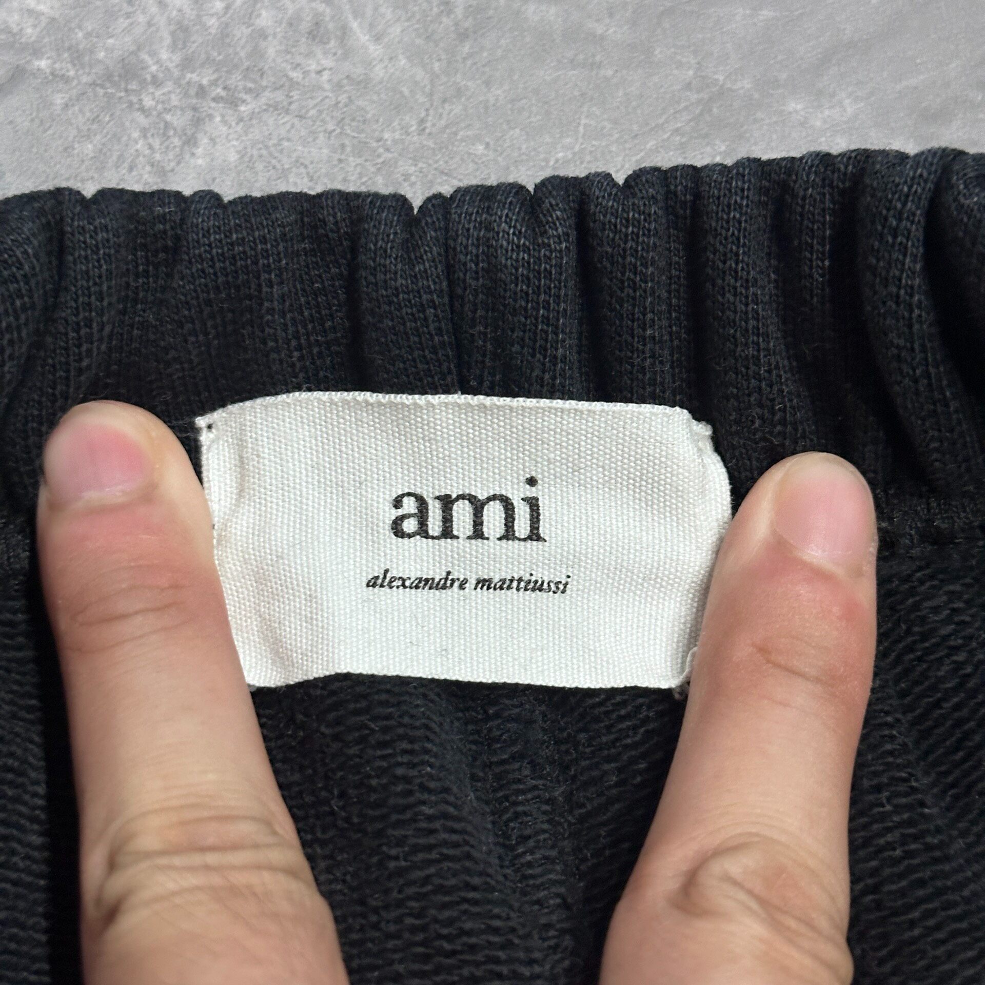 AMI Paris Black Heart Embroidery Sweat Shorts — back