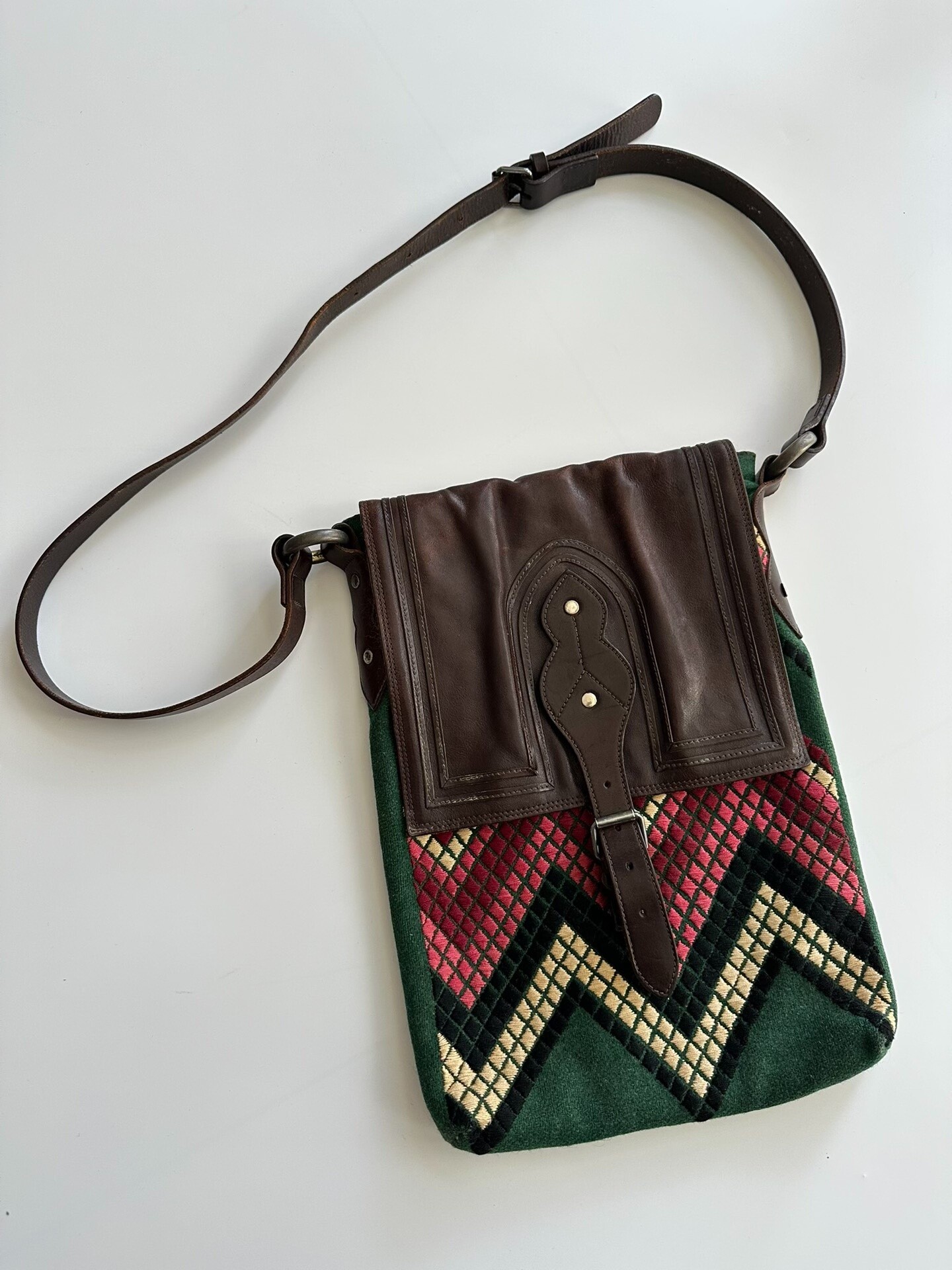Dries Van Noten Early Mixed-Material Shoulder Bag