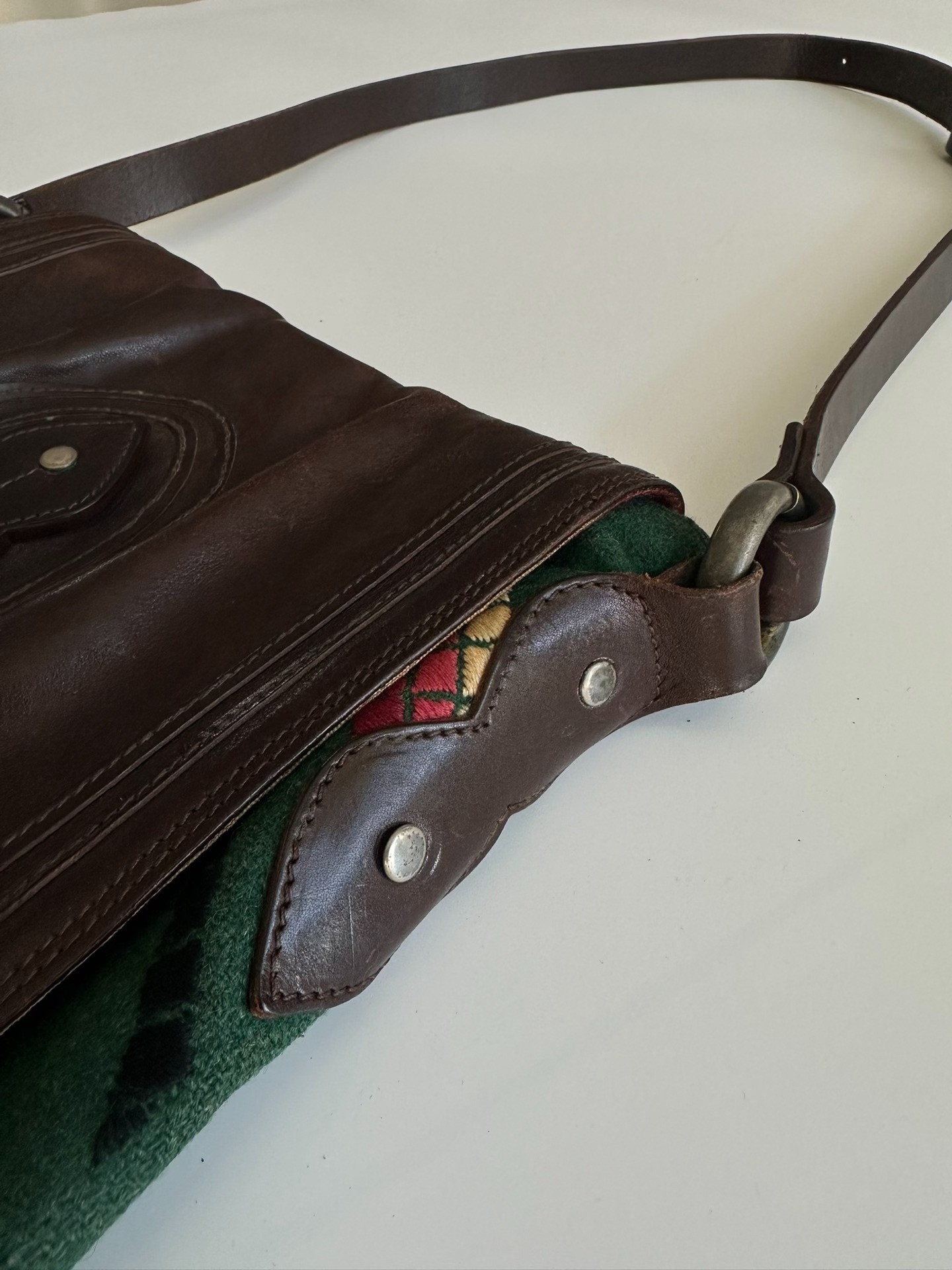Dries Van Noten Early Mixed-Material Shoulder Bag — back