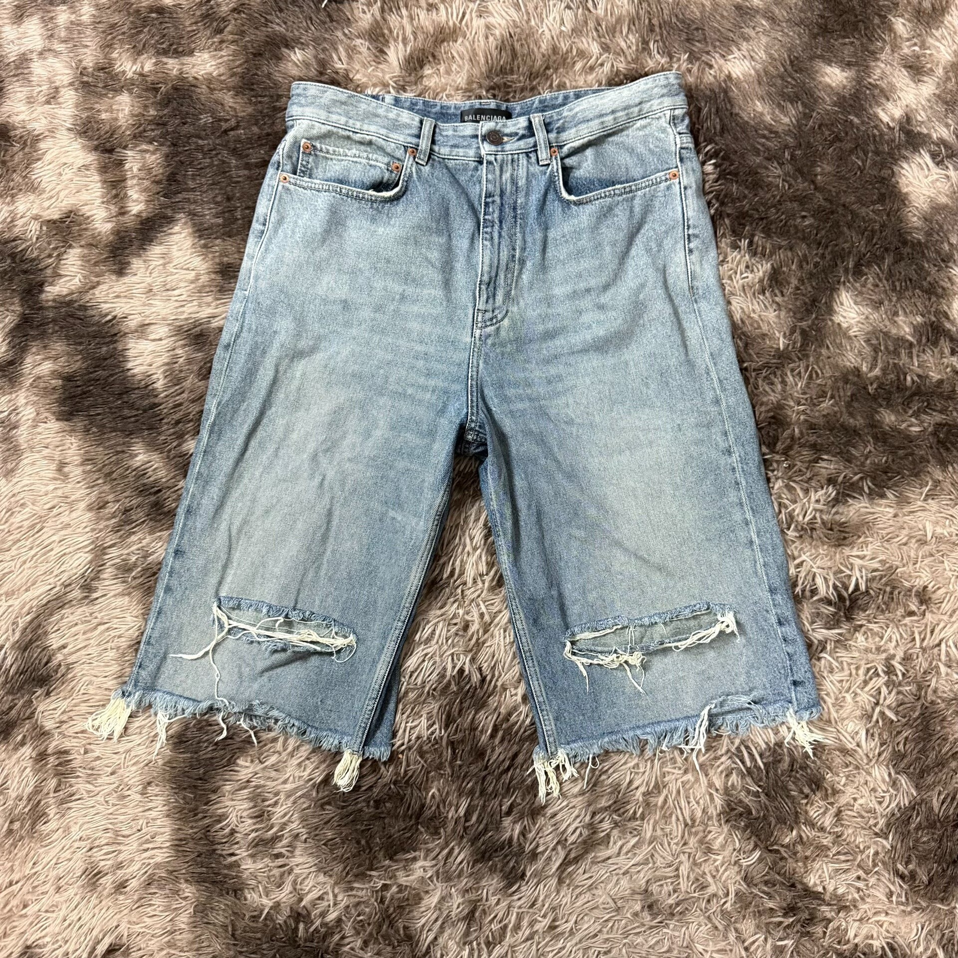 Balenciaga 25SS Distressed Baggy Denim Shorts