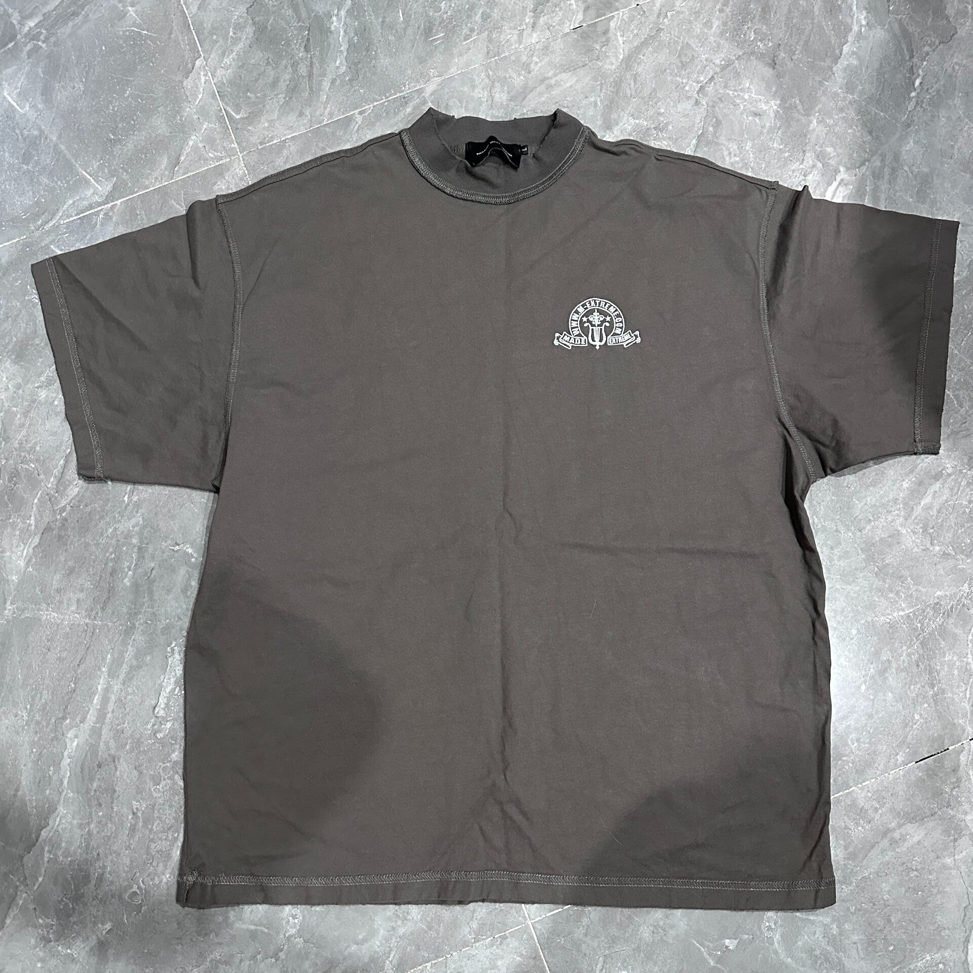 Dark Gray Mock-Neck Short-Sleeve Tee