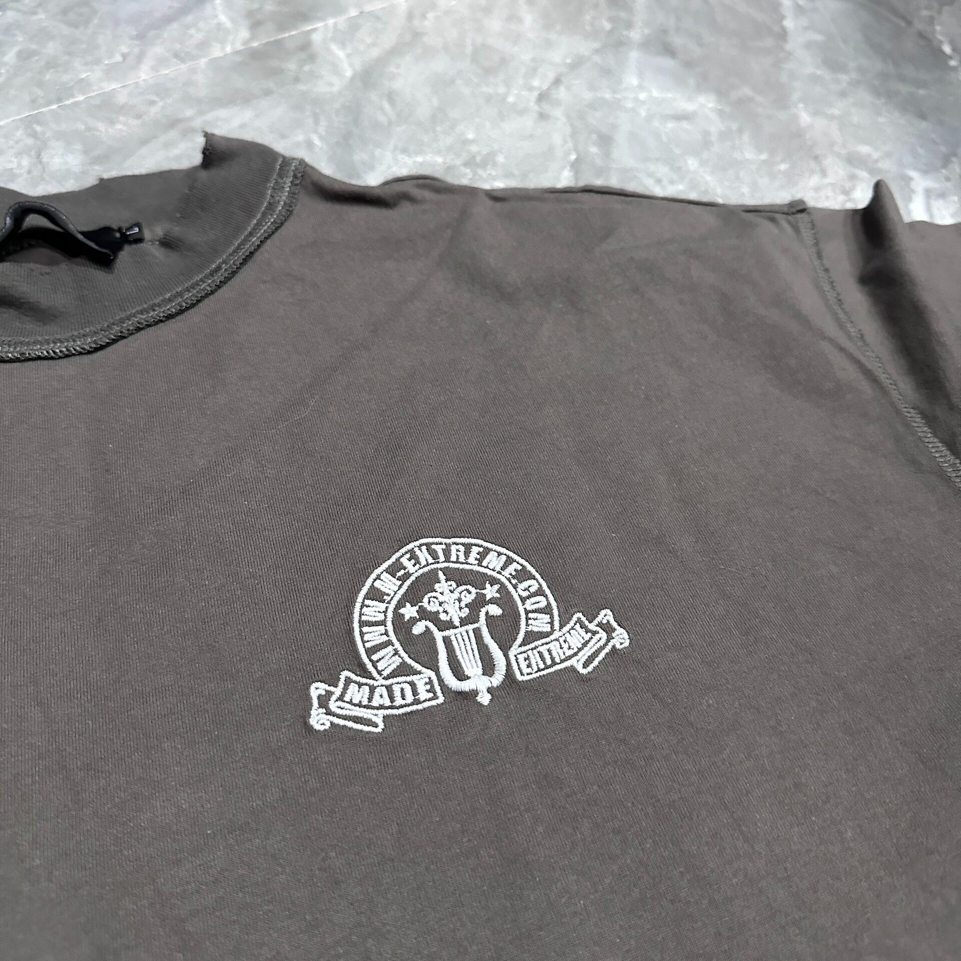 Dark Gray Mock-Neck Short-Sleeve Tee — front