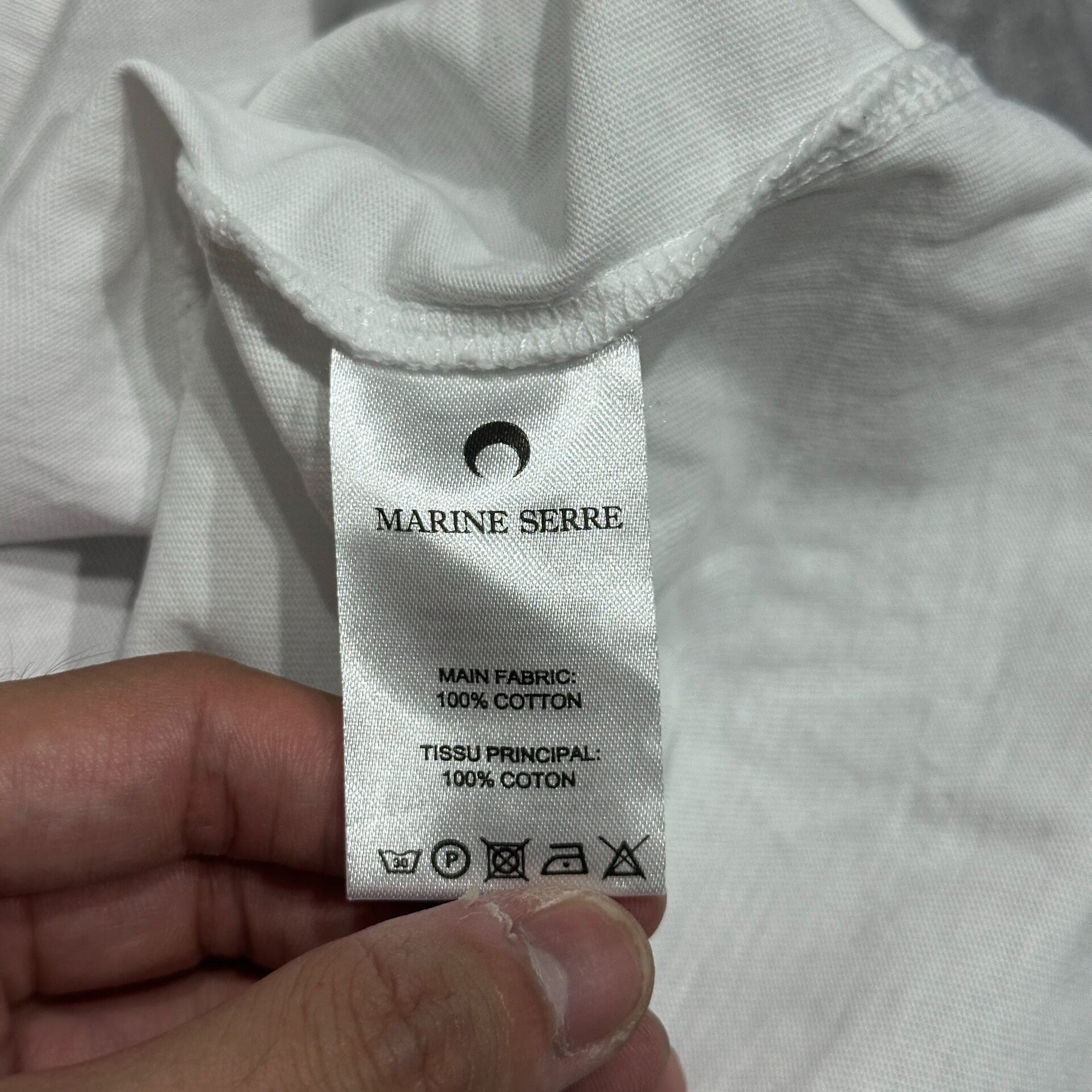 Marine Serre White Moon Logo T-Shirt — label