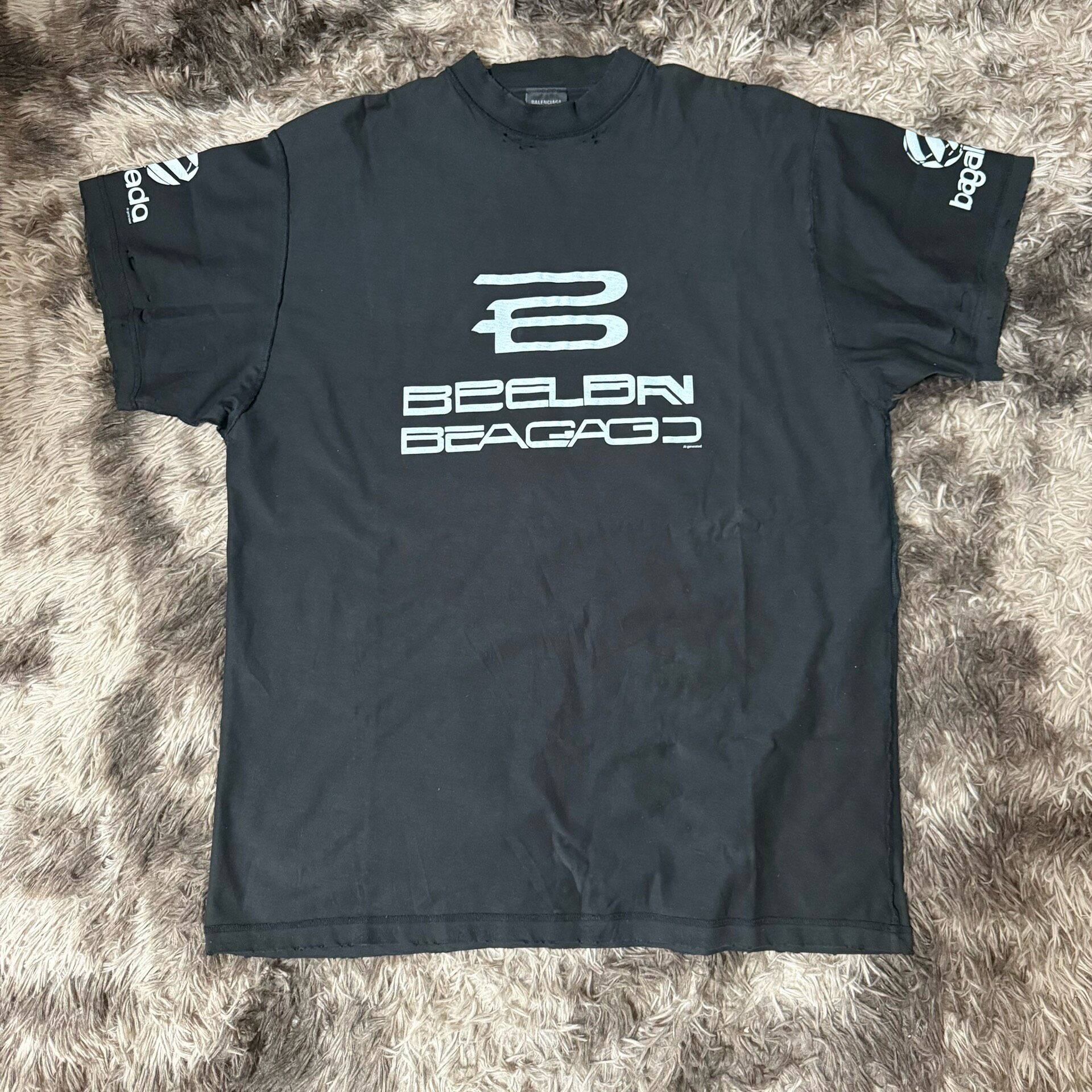 Balenciaga Black Distressed Short-sleeve Tee