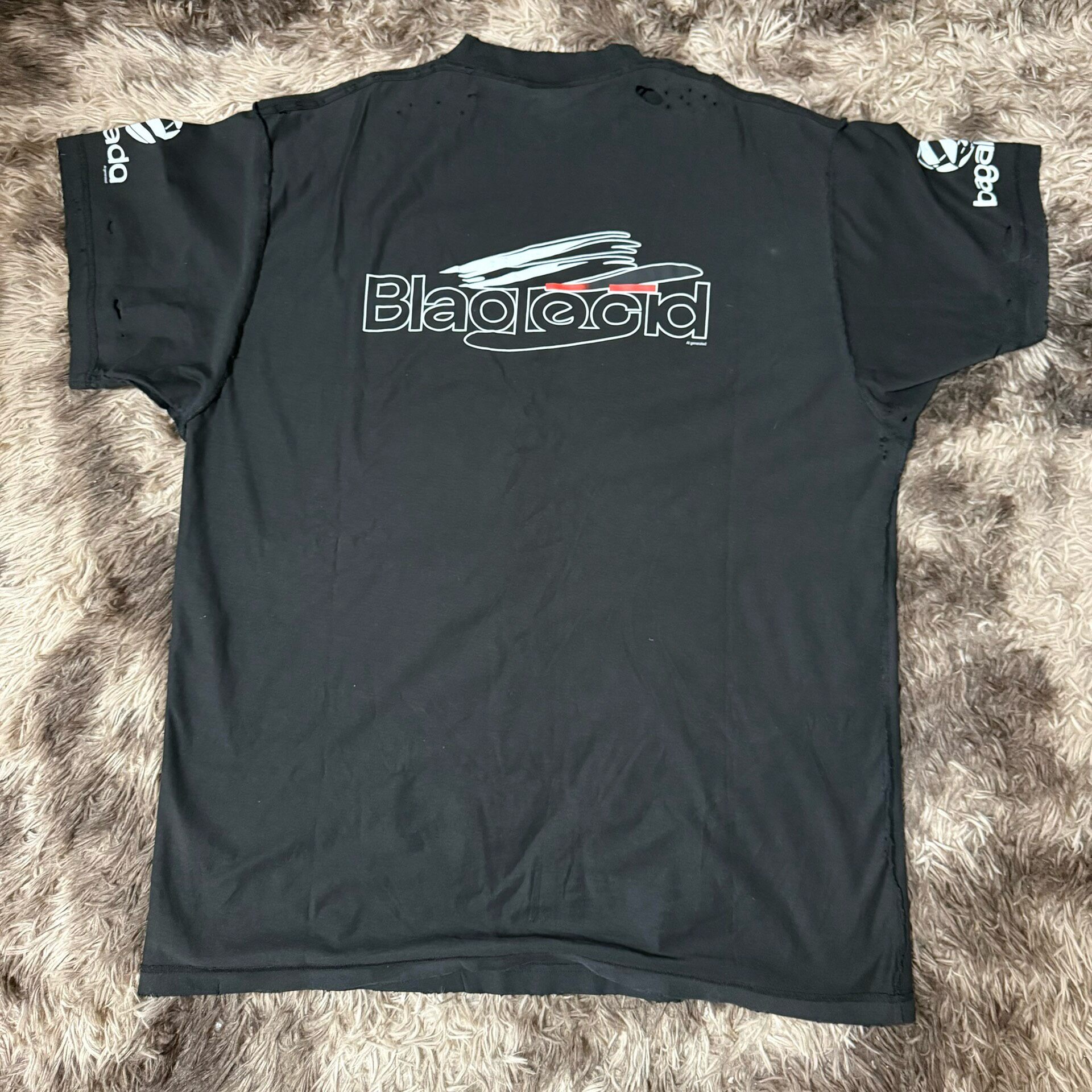Balenciaga Black Distressed Short-sleeve Tee — detail