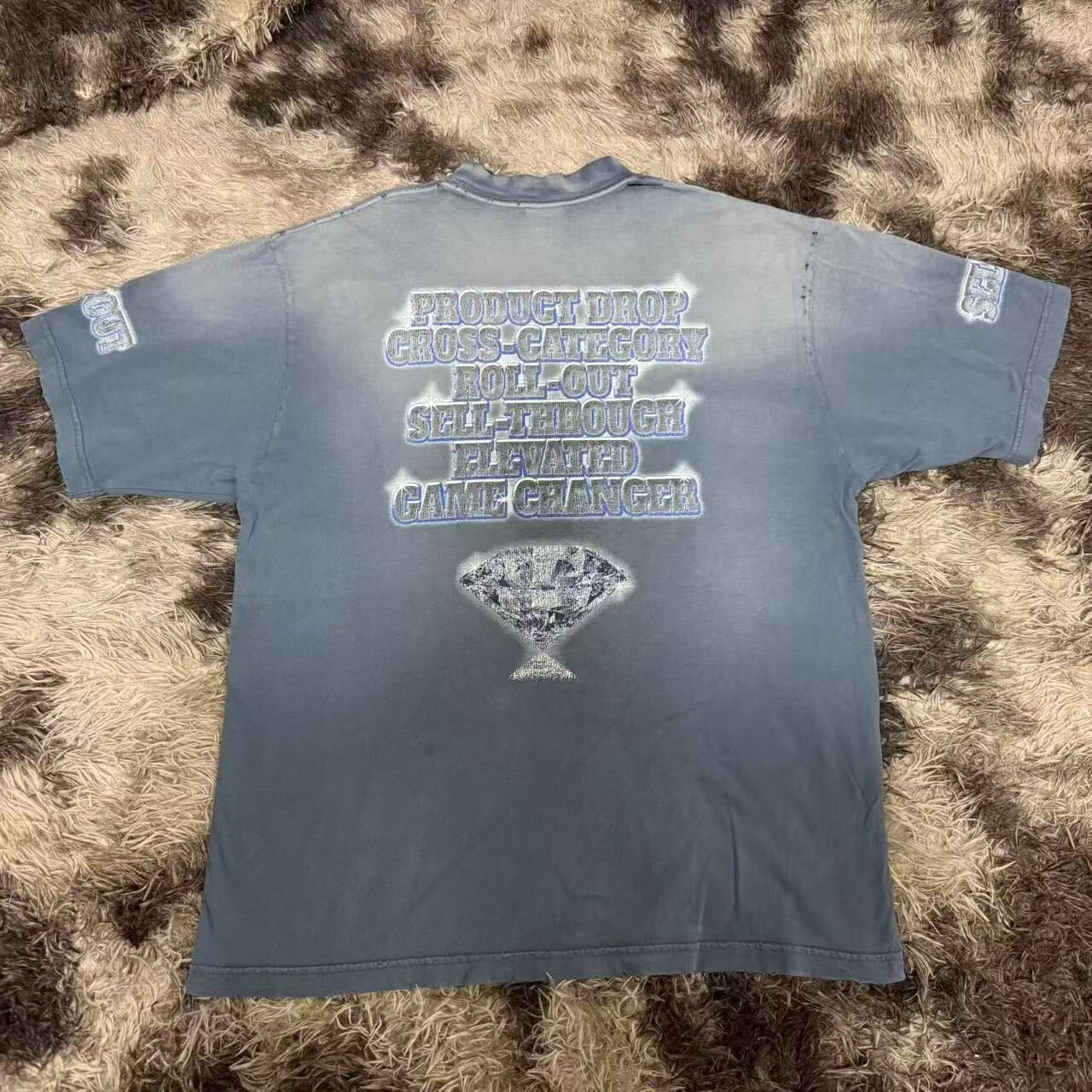 Balenciaga Faded Blue See Now Buy Now T-Shirt — front