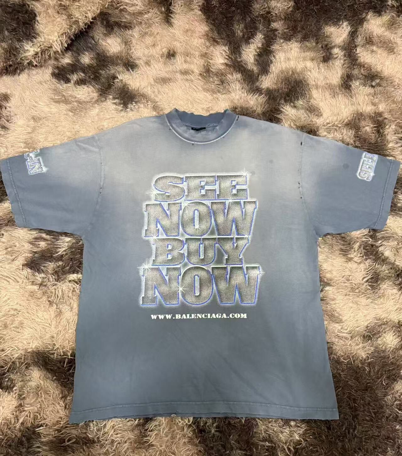 Balenciaga Faded Blue See Now Buy Now T-Shirt