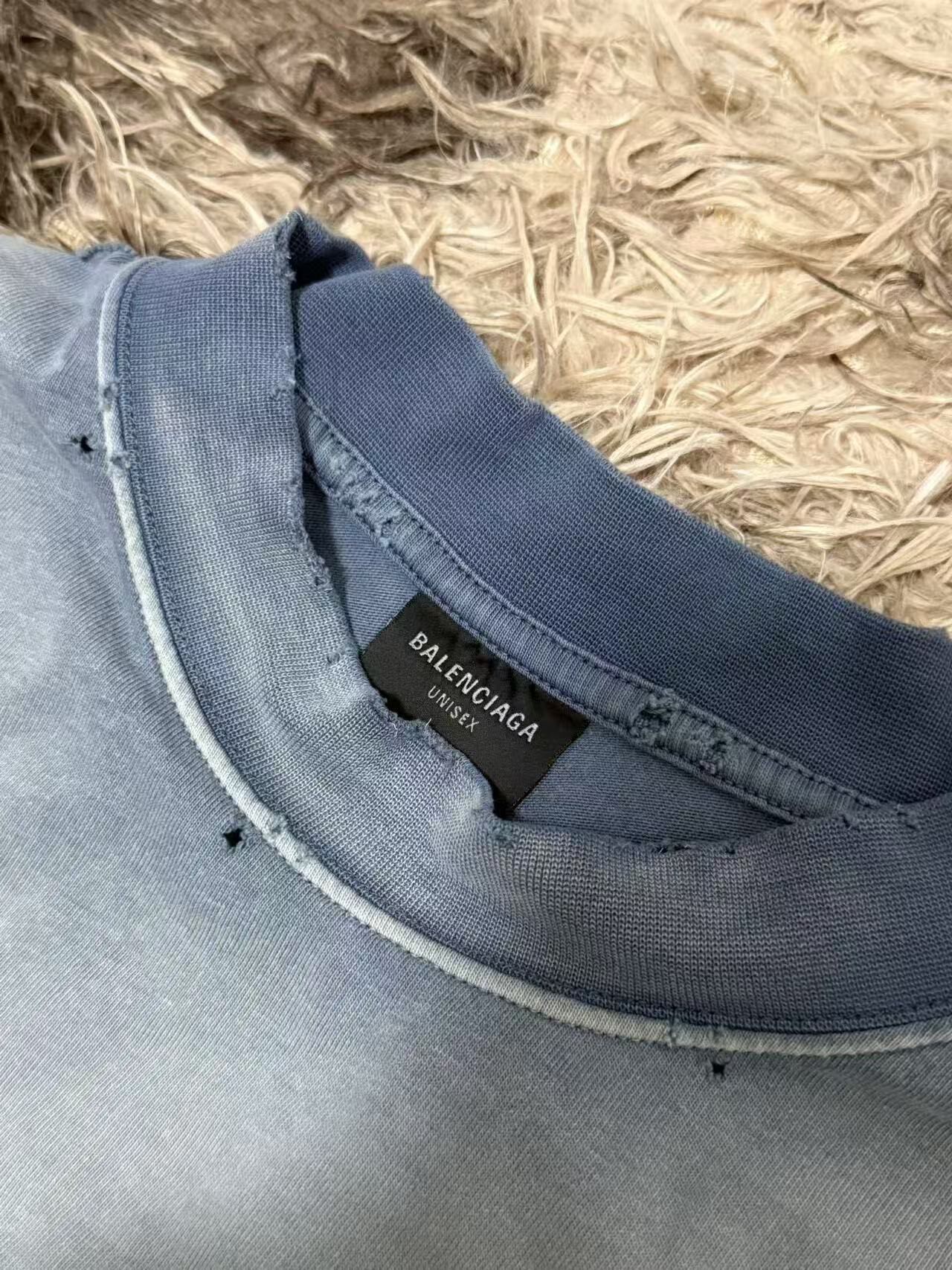 Balenciaga Faded Blue See Now Buy Now T-Shirt — detail