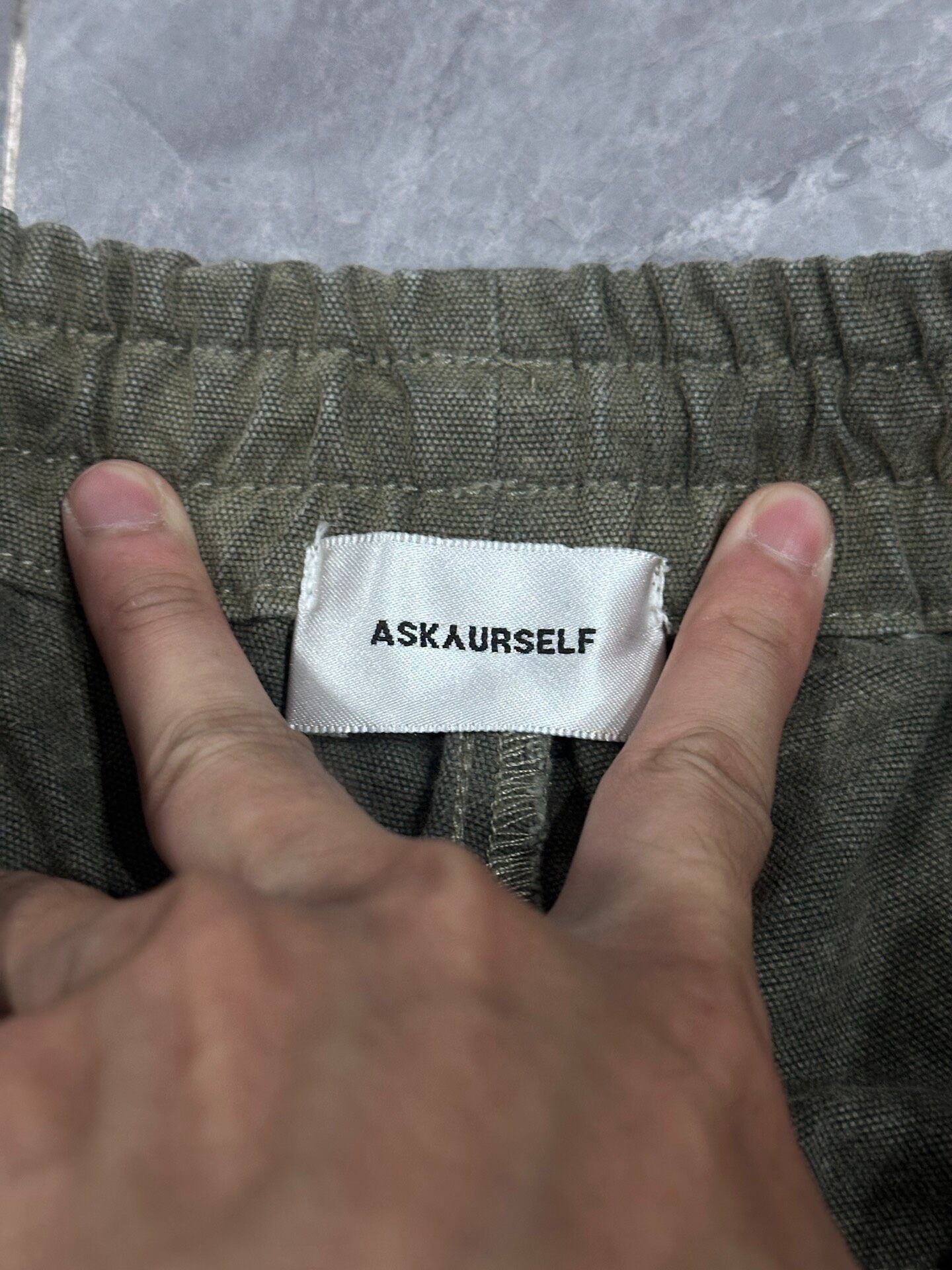 Askyurself Faded Green Cargo Pants — detail