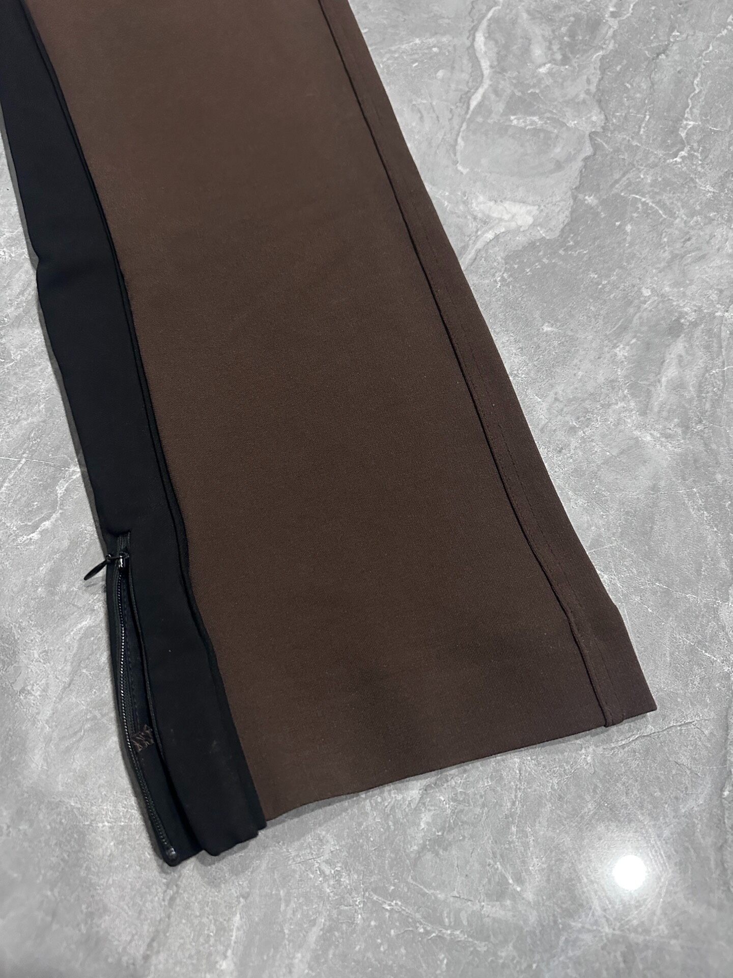 Brown Micro-Flared Suit Trousers — detail
