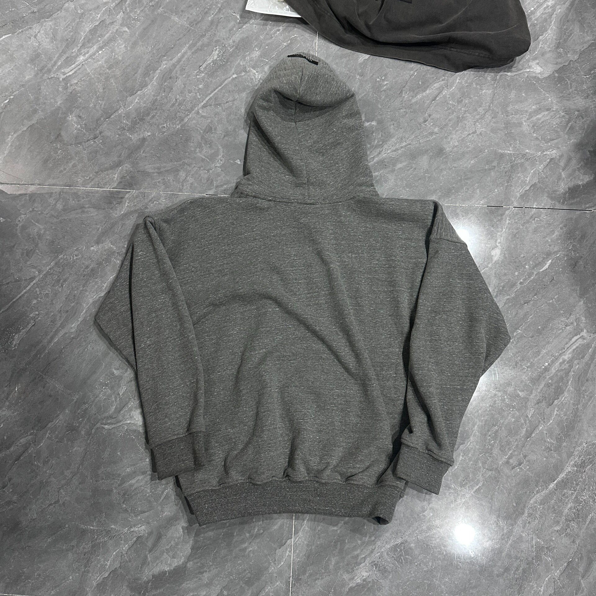 Fear of God Gray Flocked FG Hoodie — front