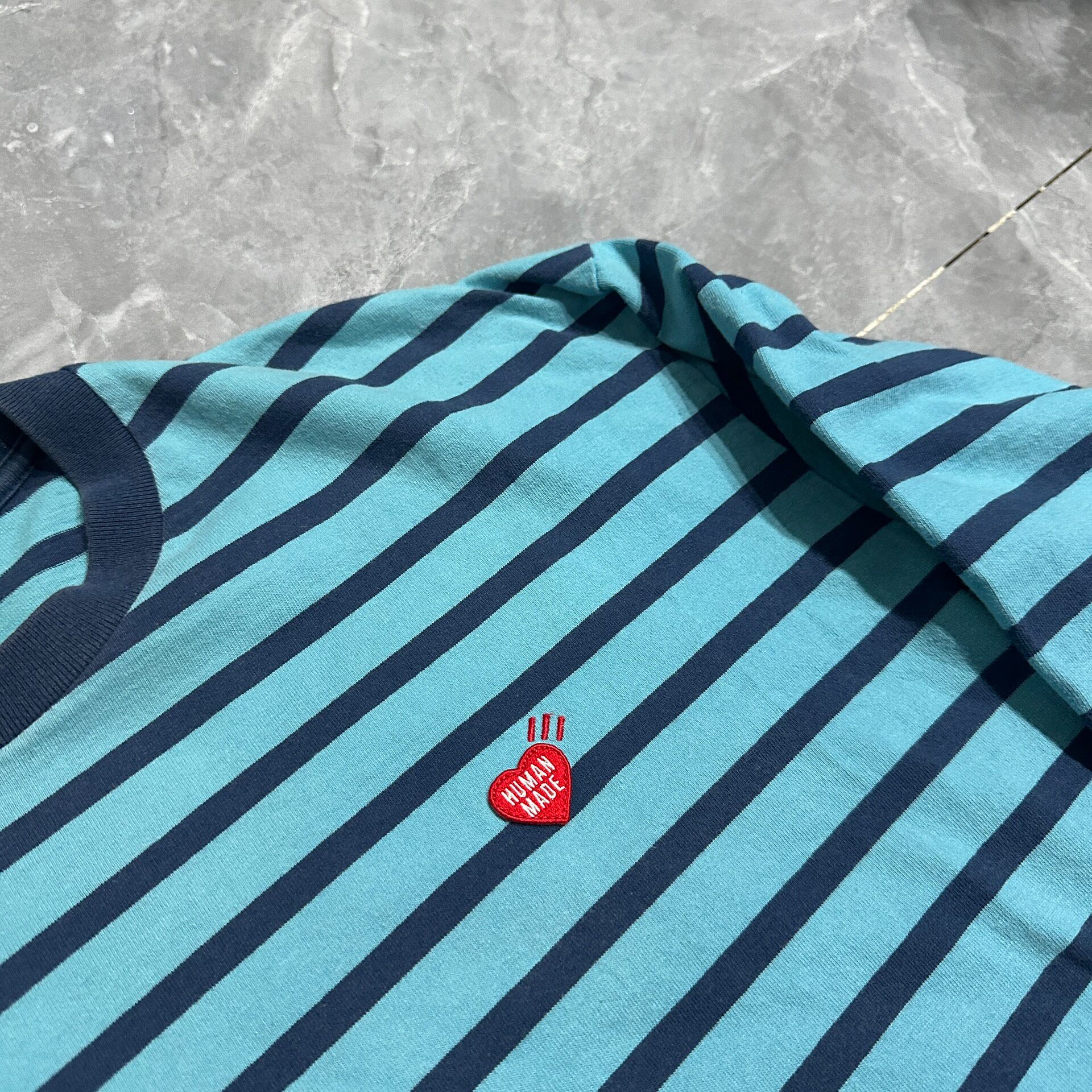 Human Made Blue Striped Heart Long Sleeve — detail