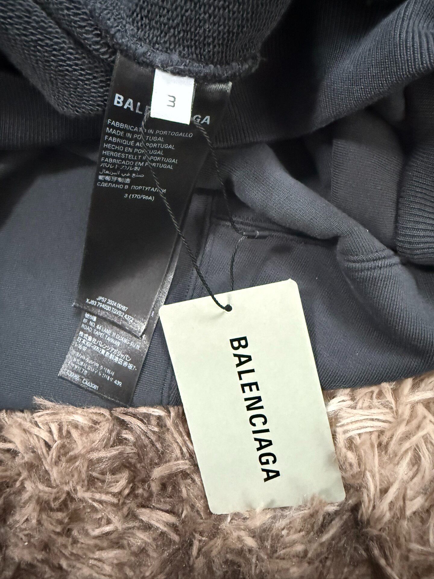 Balenciaga 24FW Double Hood Zip Hoodie — label