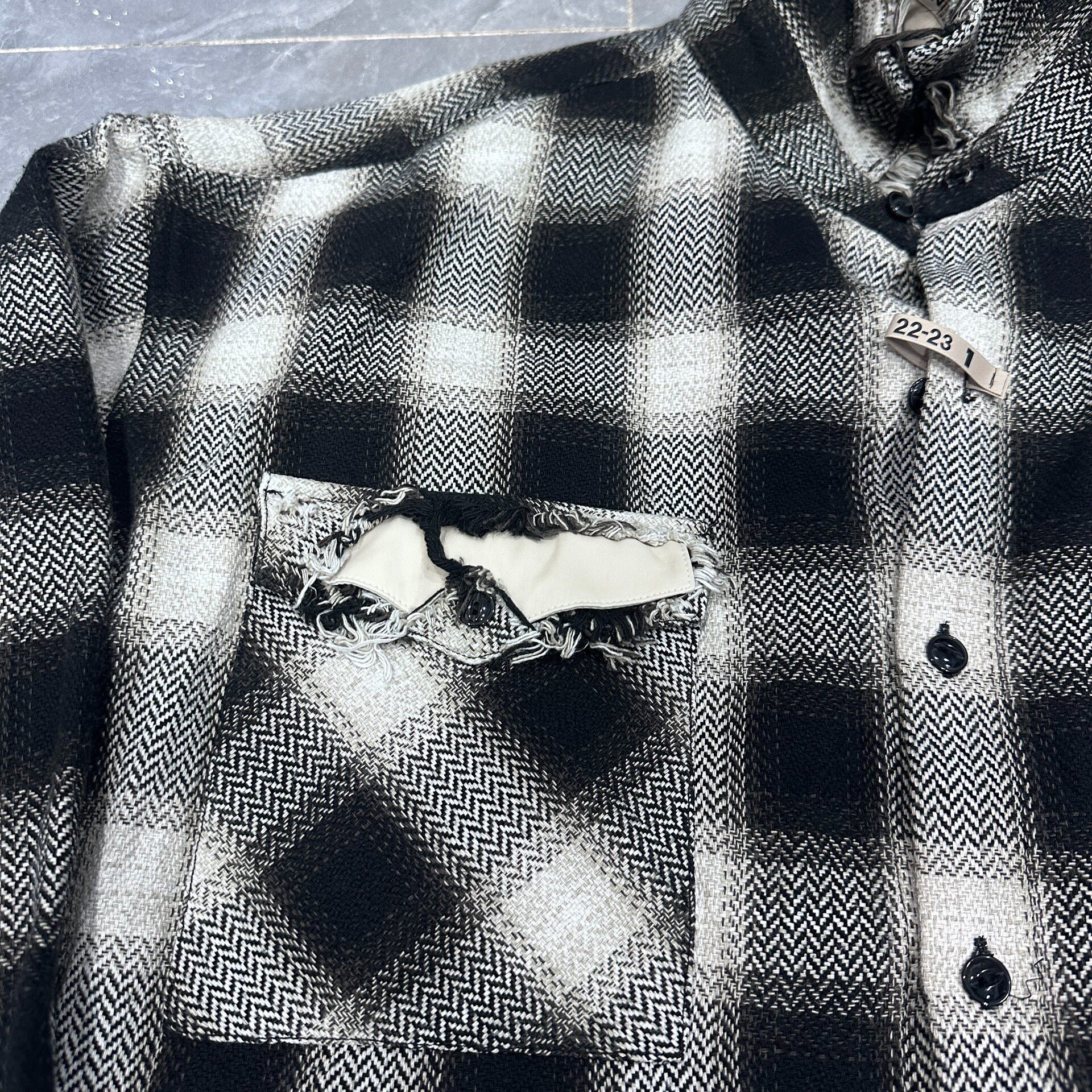 Maison Mihara Yasuhiro Plaid Distressed Shirt — back