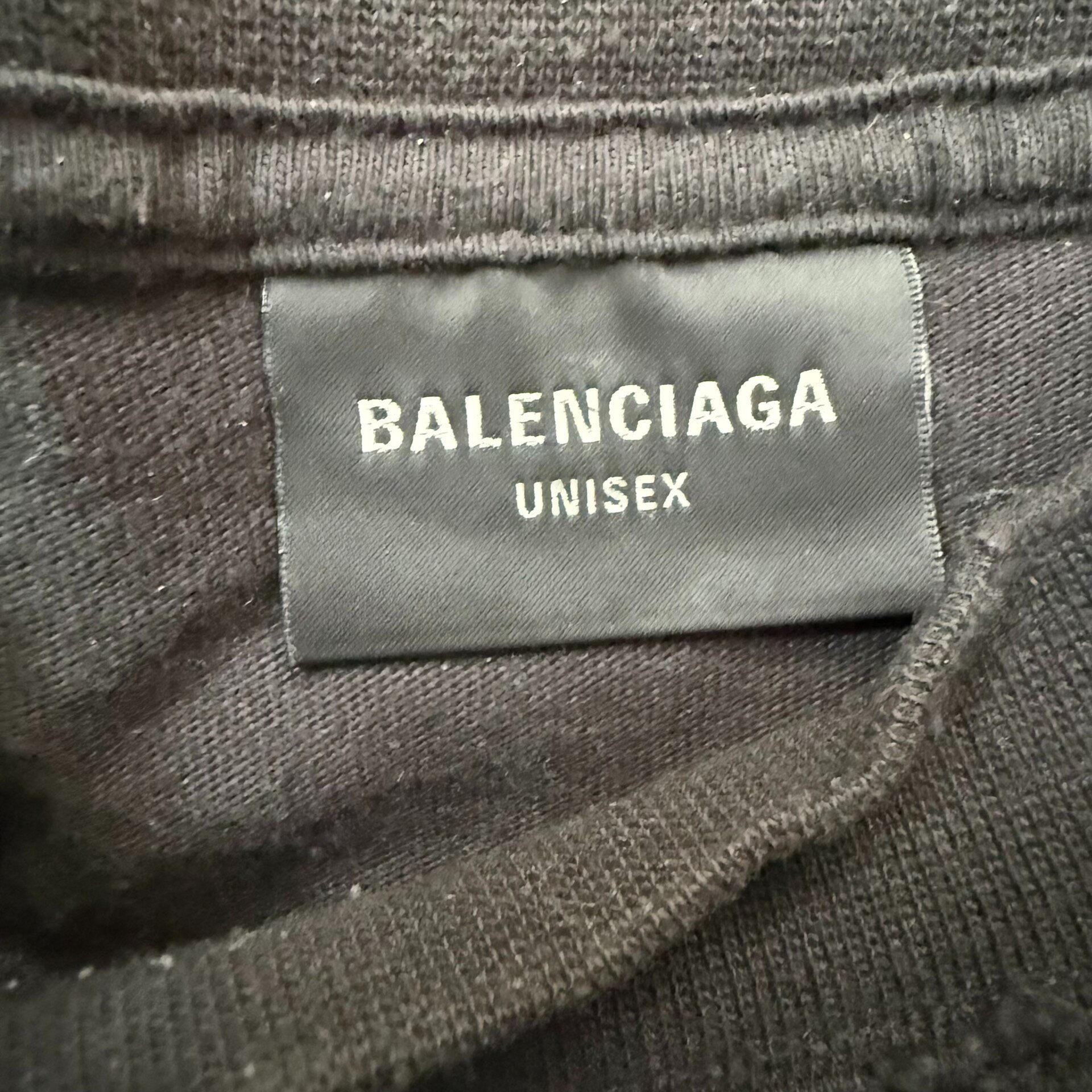 Balenciaga Distressed Embroidered Logo Tee — detail