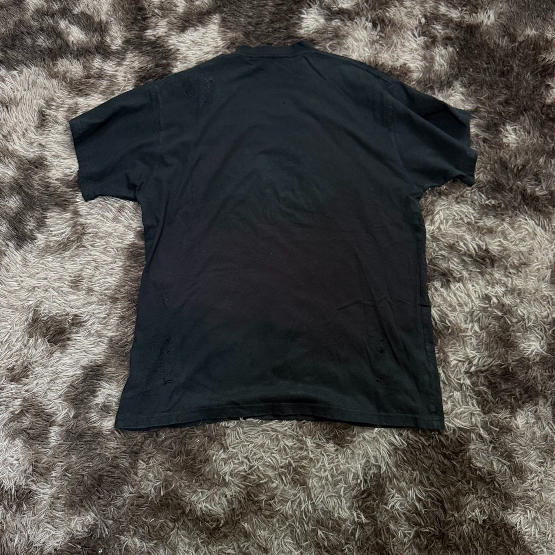 Balenciaga Distressed Embroidered Logo Tee — label