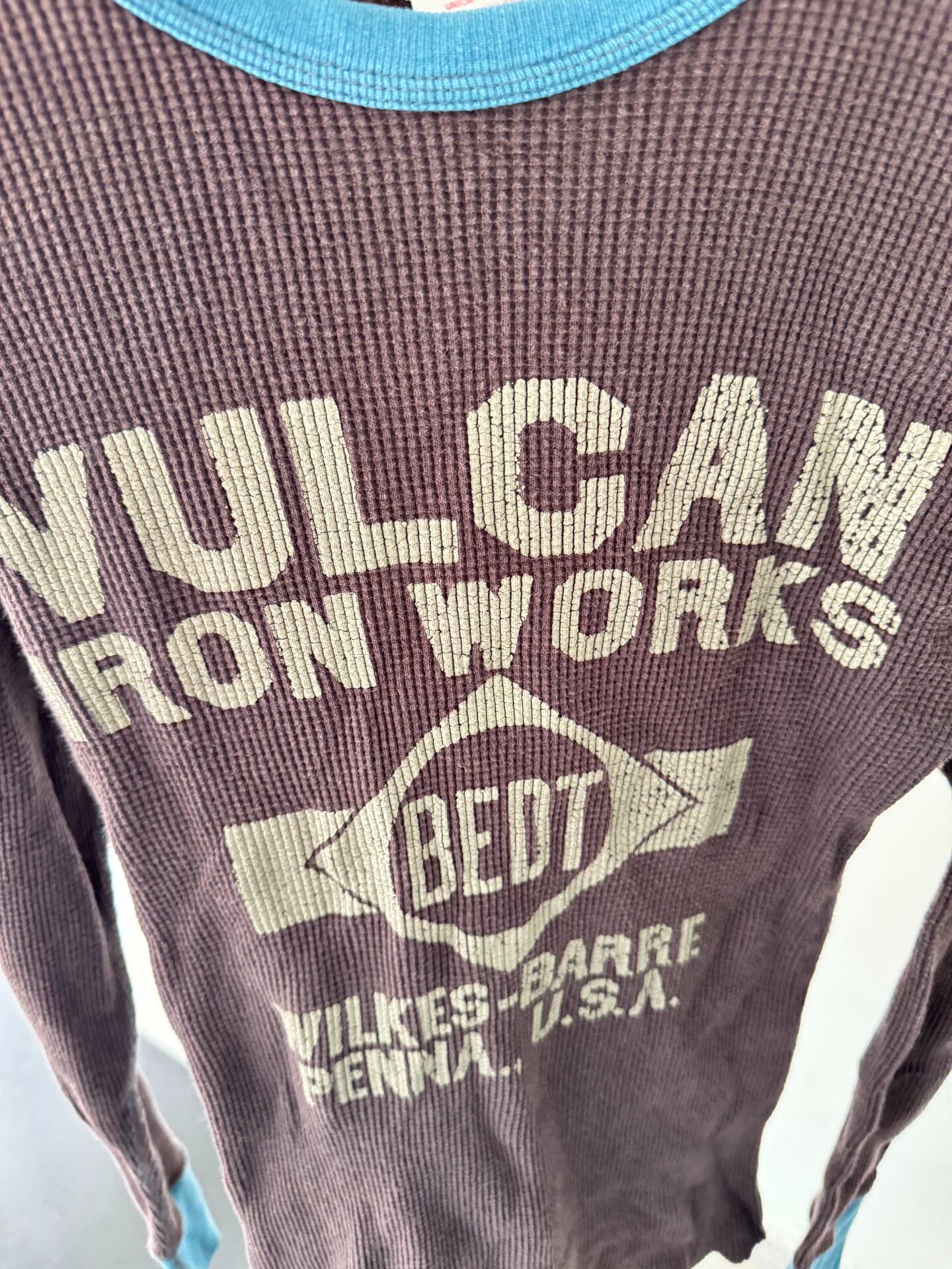 Freewheelers Brown Waffle-Knit Long-Sleeve T-Shirt — detail