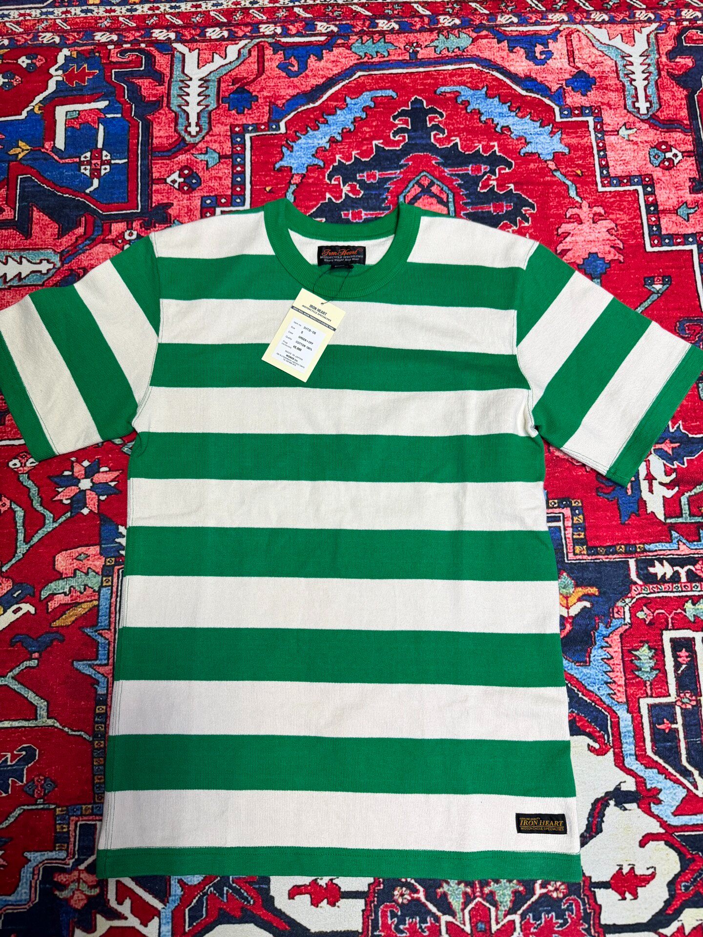Iron Heart Green White Striped Short-Sleeve T-Shirt