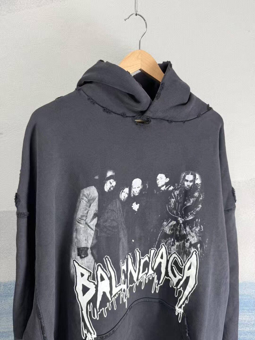 Balenciaga SS25 Black Graphic Hoodie — front