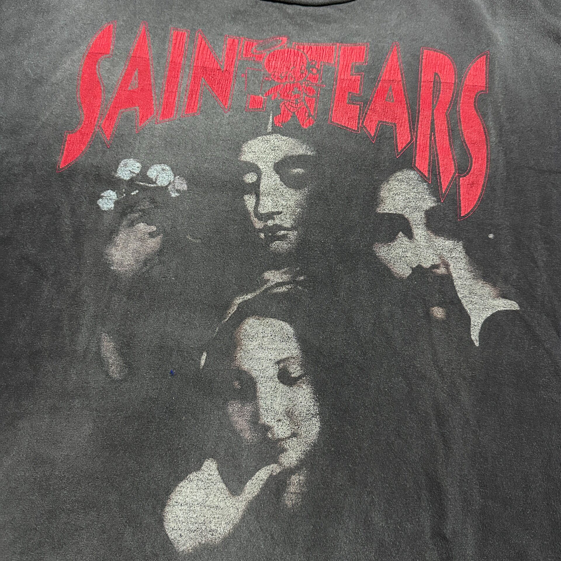 Saint Michael Denim Tears Short Sleeve T-Shirt — detail