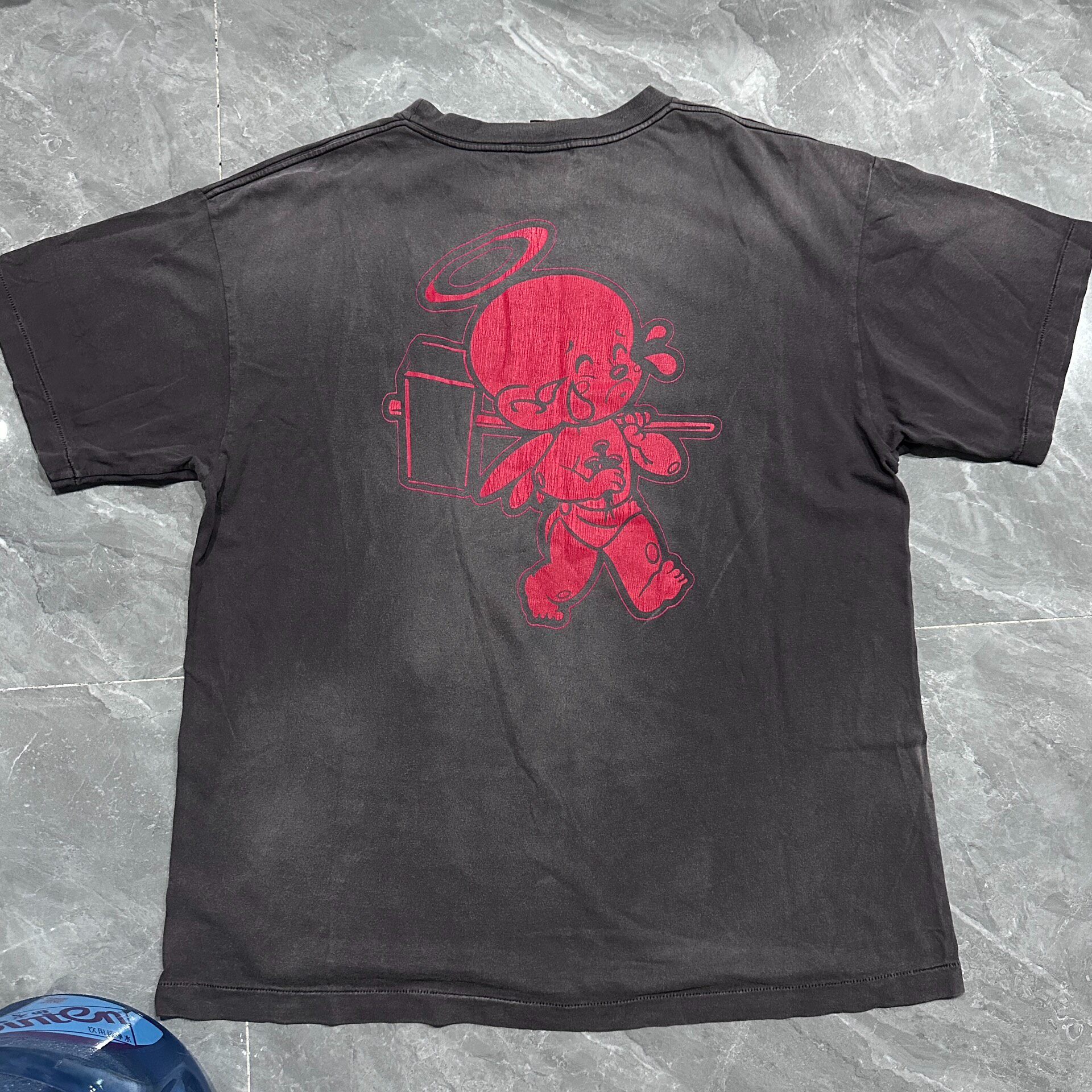 Saint Michael Denim Tears Short Sleeve T-Shirt — front