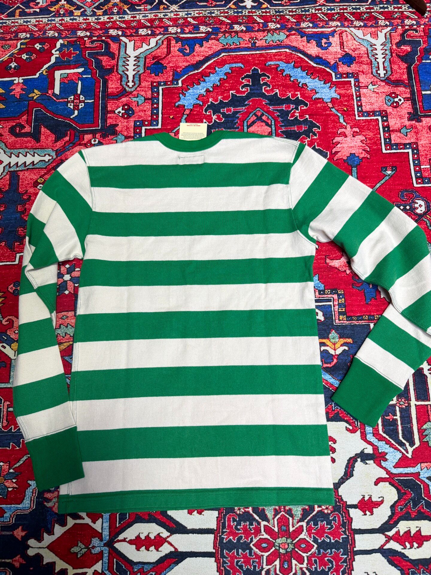 Iron Heart Green Striped Long-Sleeve T-Shirt — back