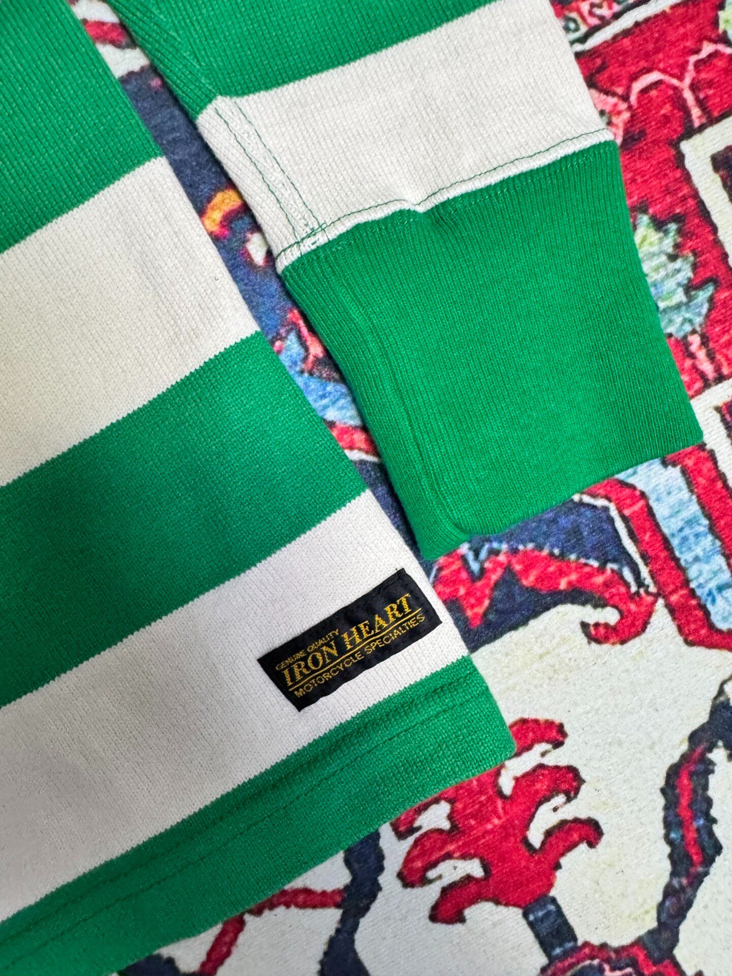 Iron Heart Green Striped Long-Sleeve T-Shirt — front
