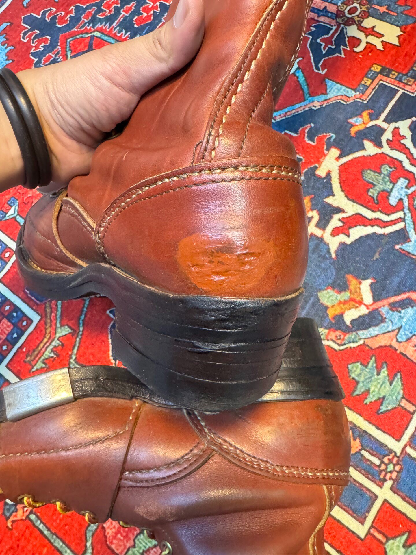 Wesco Lineman 18-Hole Vintage Boots — back