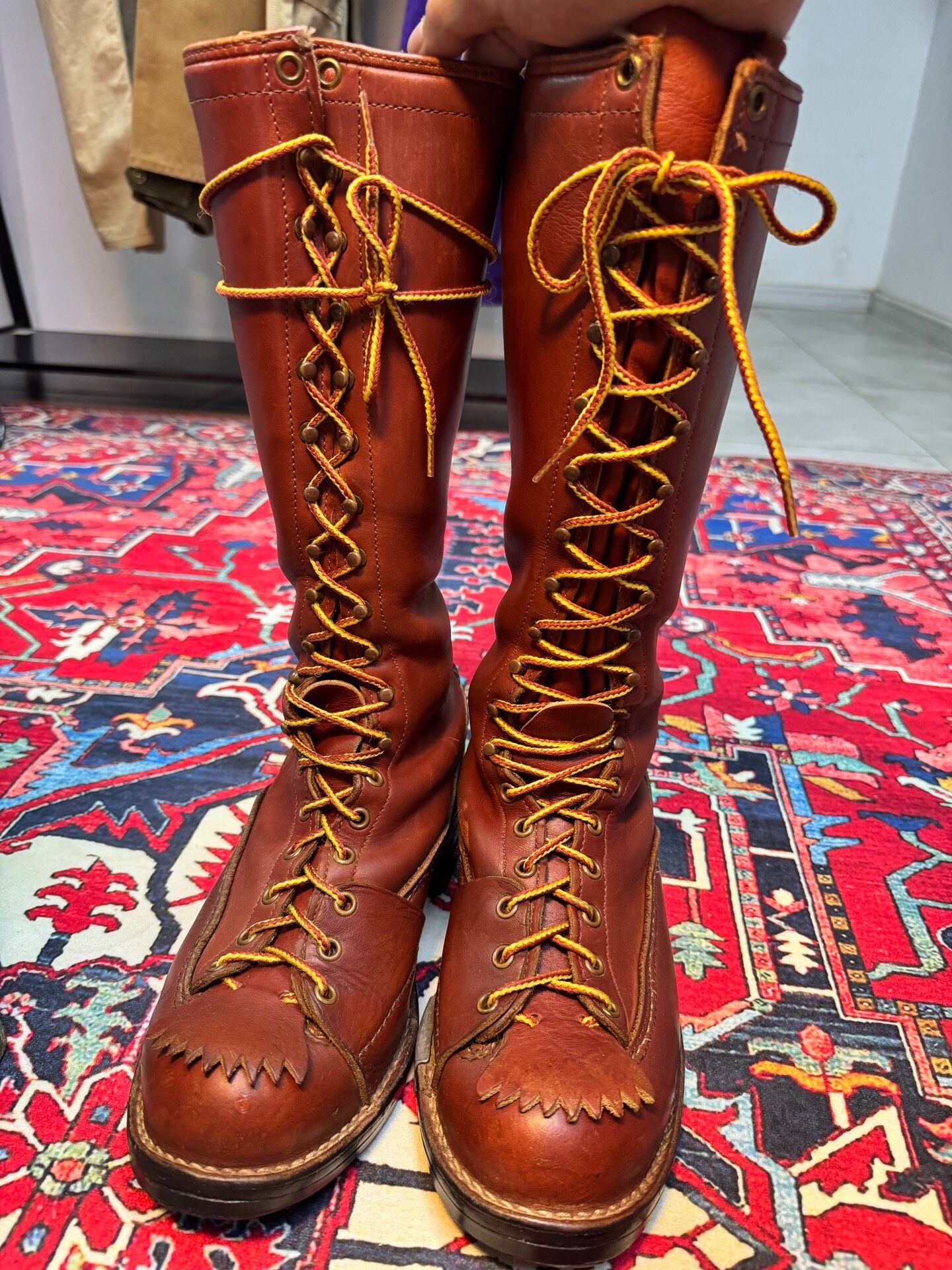 Wesco Lineman 18-Hole Vintage Boots — front