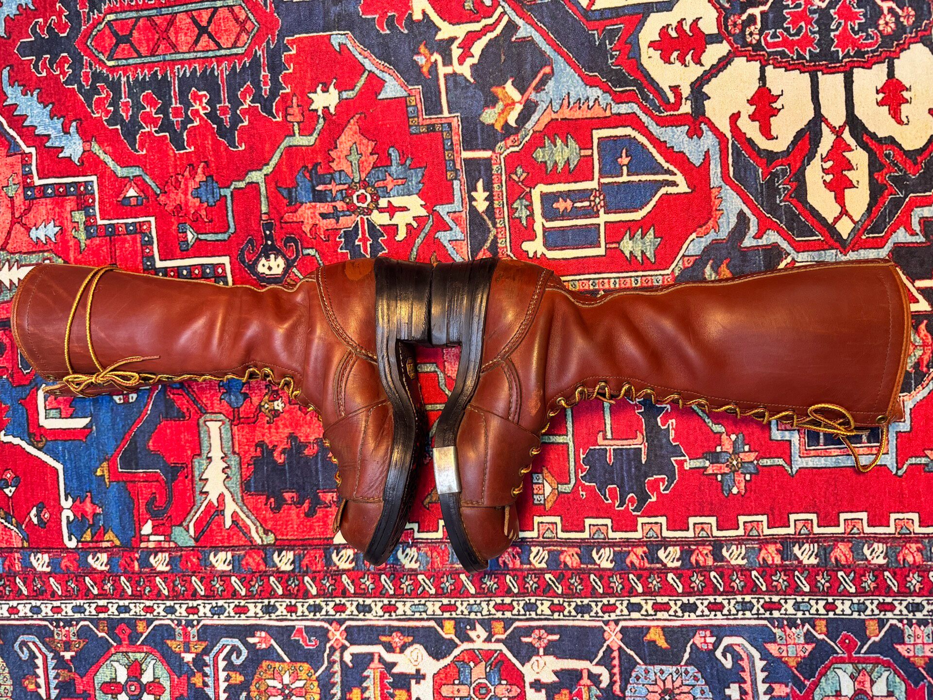 Wesco Lineman 18-Hole Vintage Boots — detail