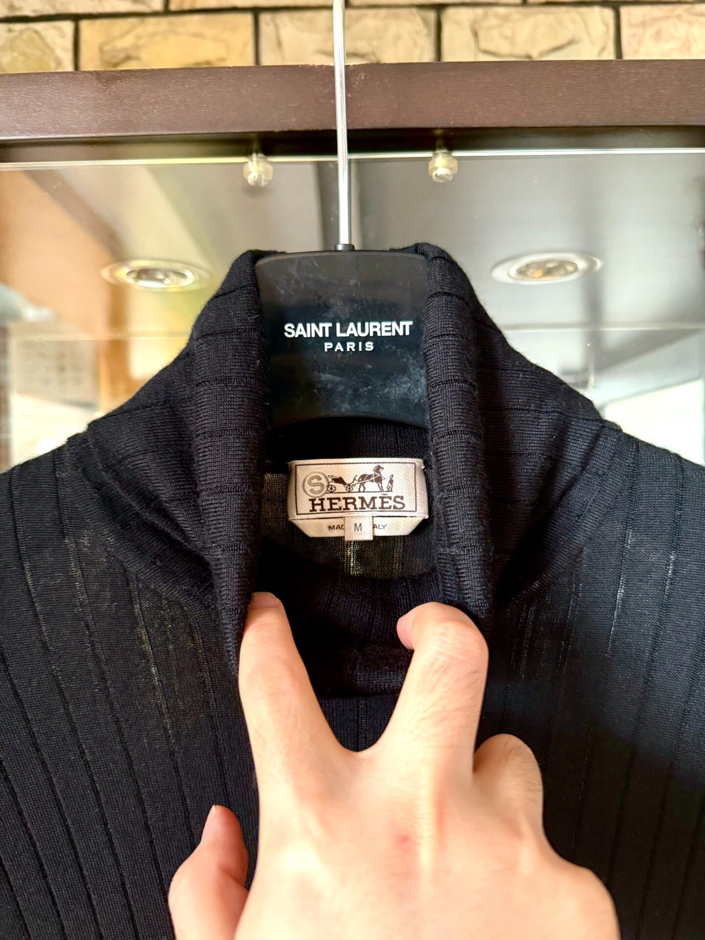 Hermes Black Turtleneck Cashmere Sweater — detail