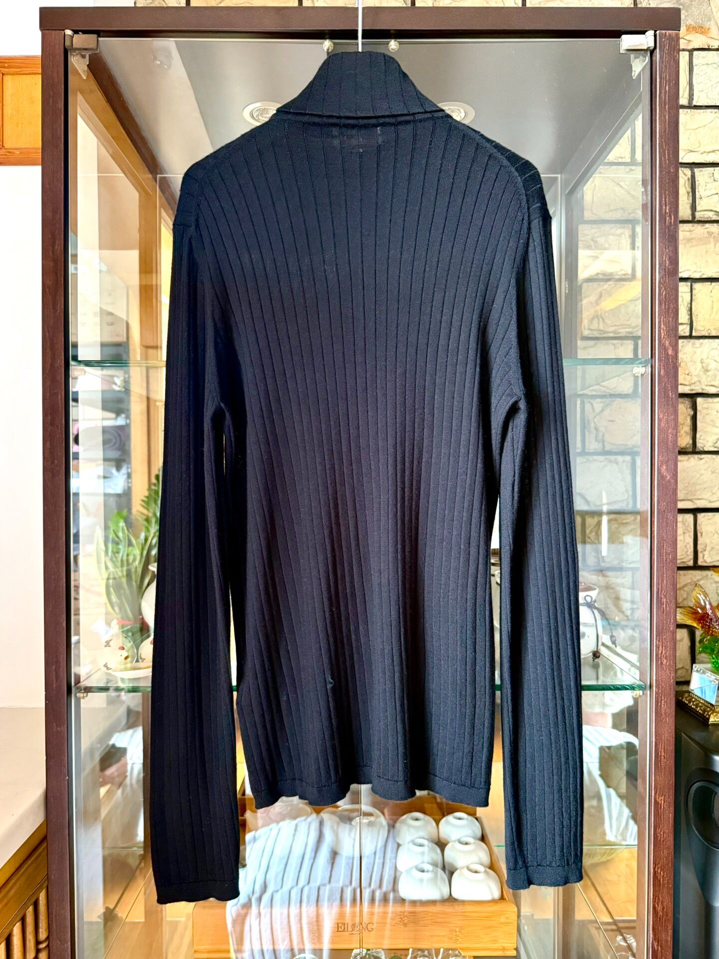 Hermes Black Turtleneck Cashmere Sweater — back