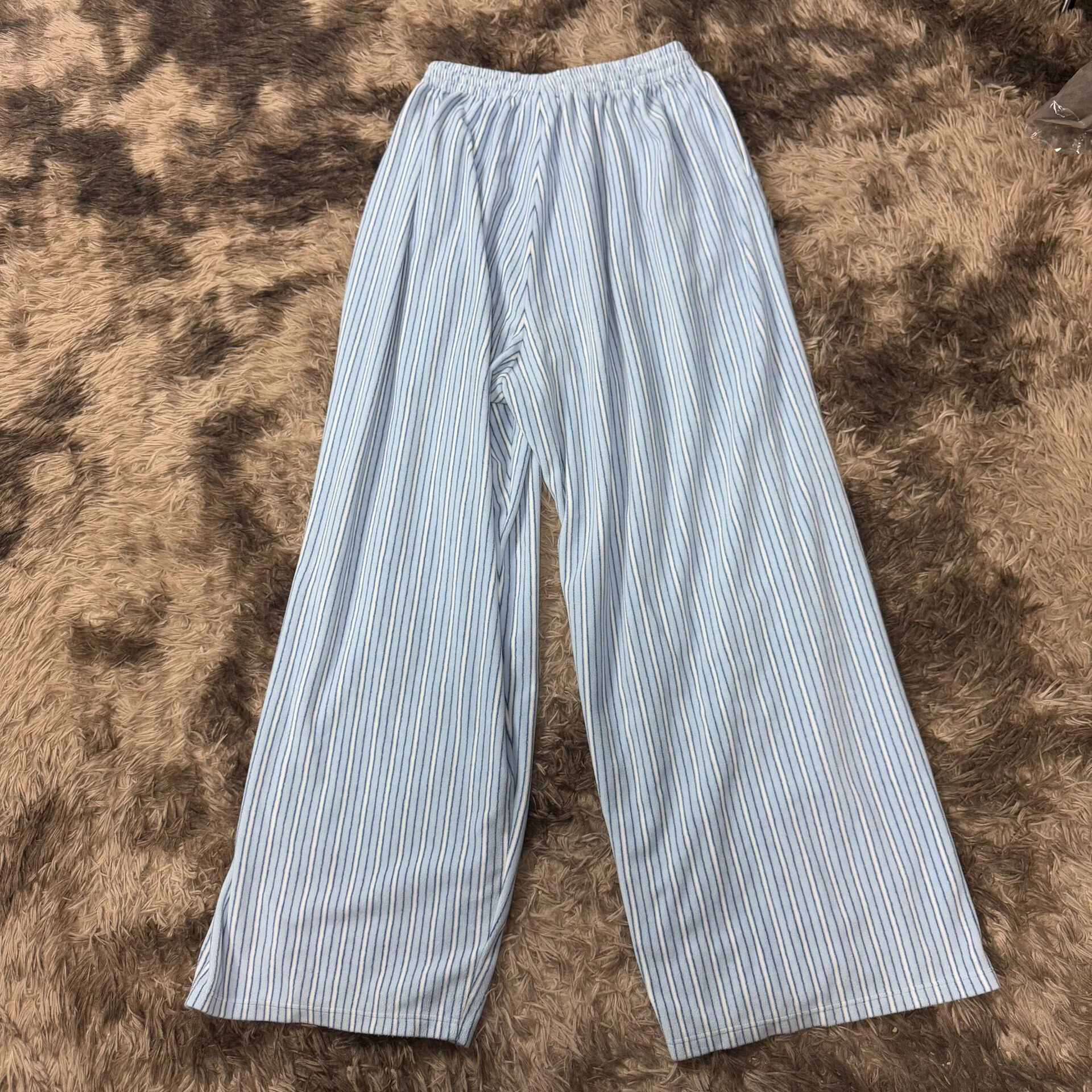 Balenciaga 24FW Striped Coral Fleece Pants — front