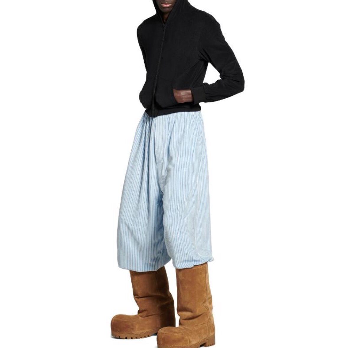 Balenciaga 24FW Striped Coral Fleece Pants — label
