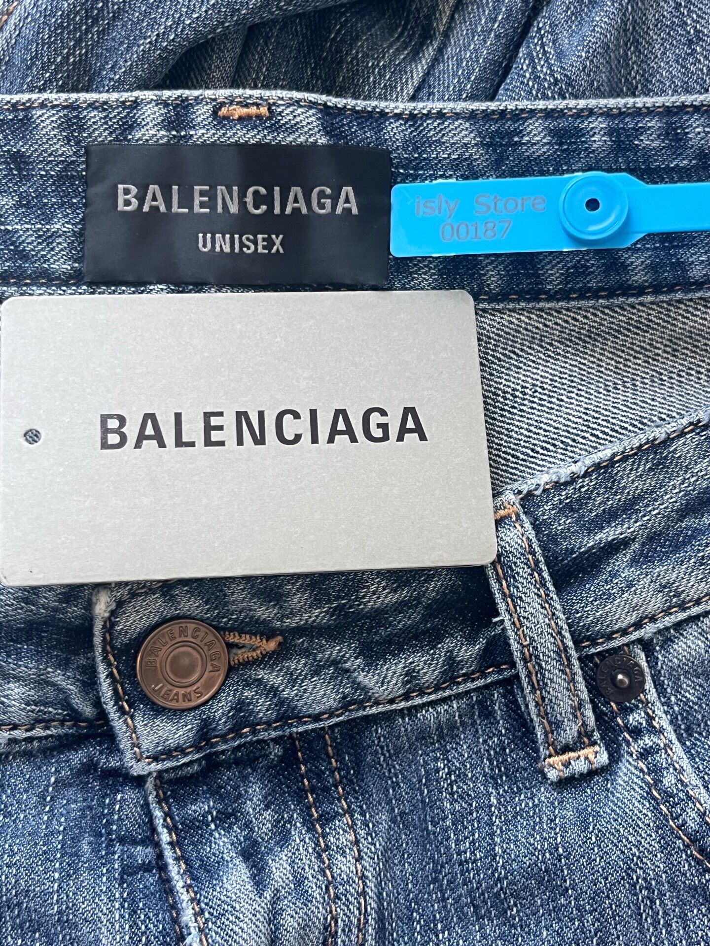 Balenciaga Blue Straight-Fit Jeans — back