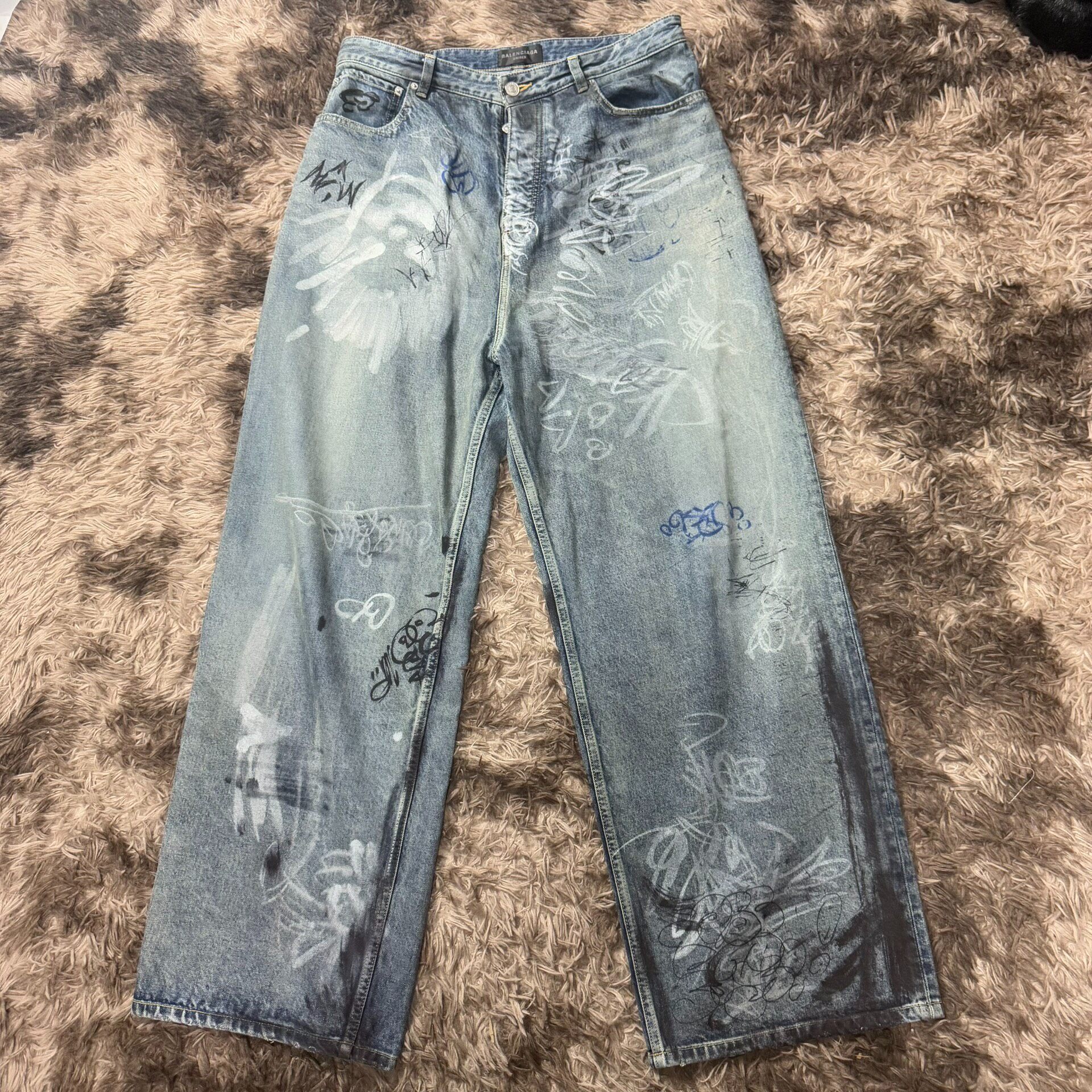 Balenciaga SS23 Graffiti Denim Jeans